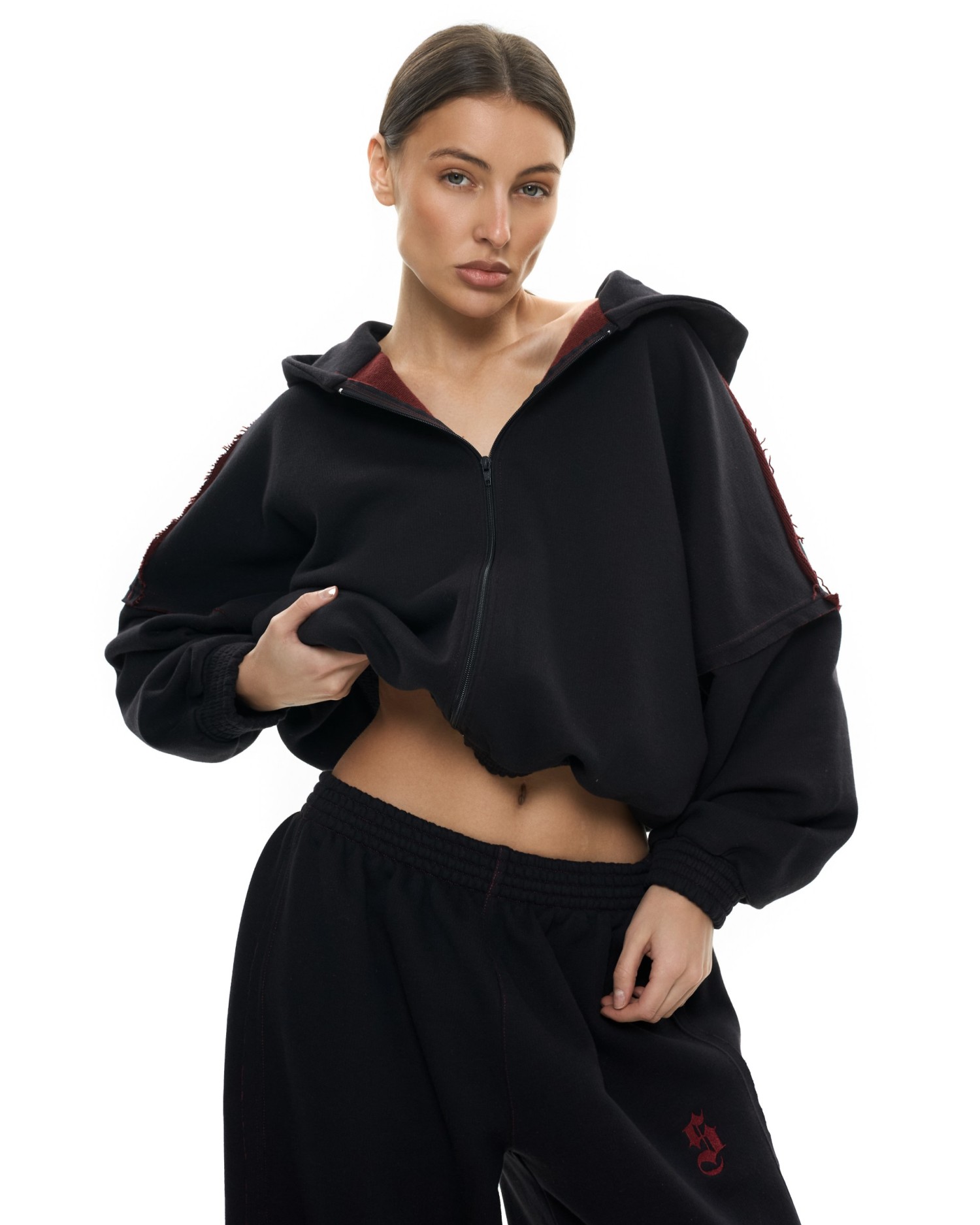 Костюм DOUBLE TROUBLE с палаццо Black-Burgundy