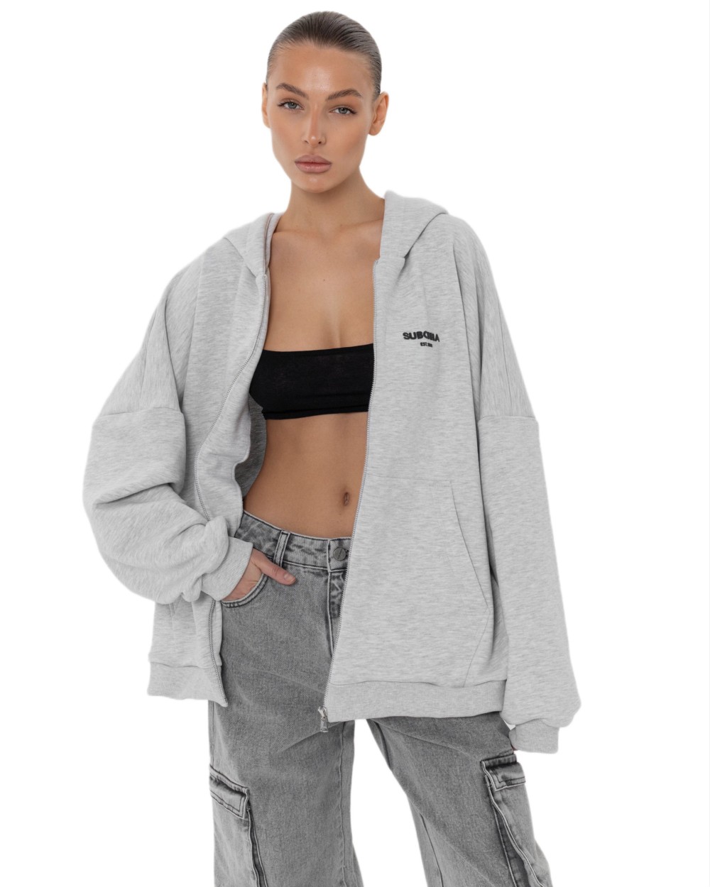 Худи ZIP Grey melange