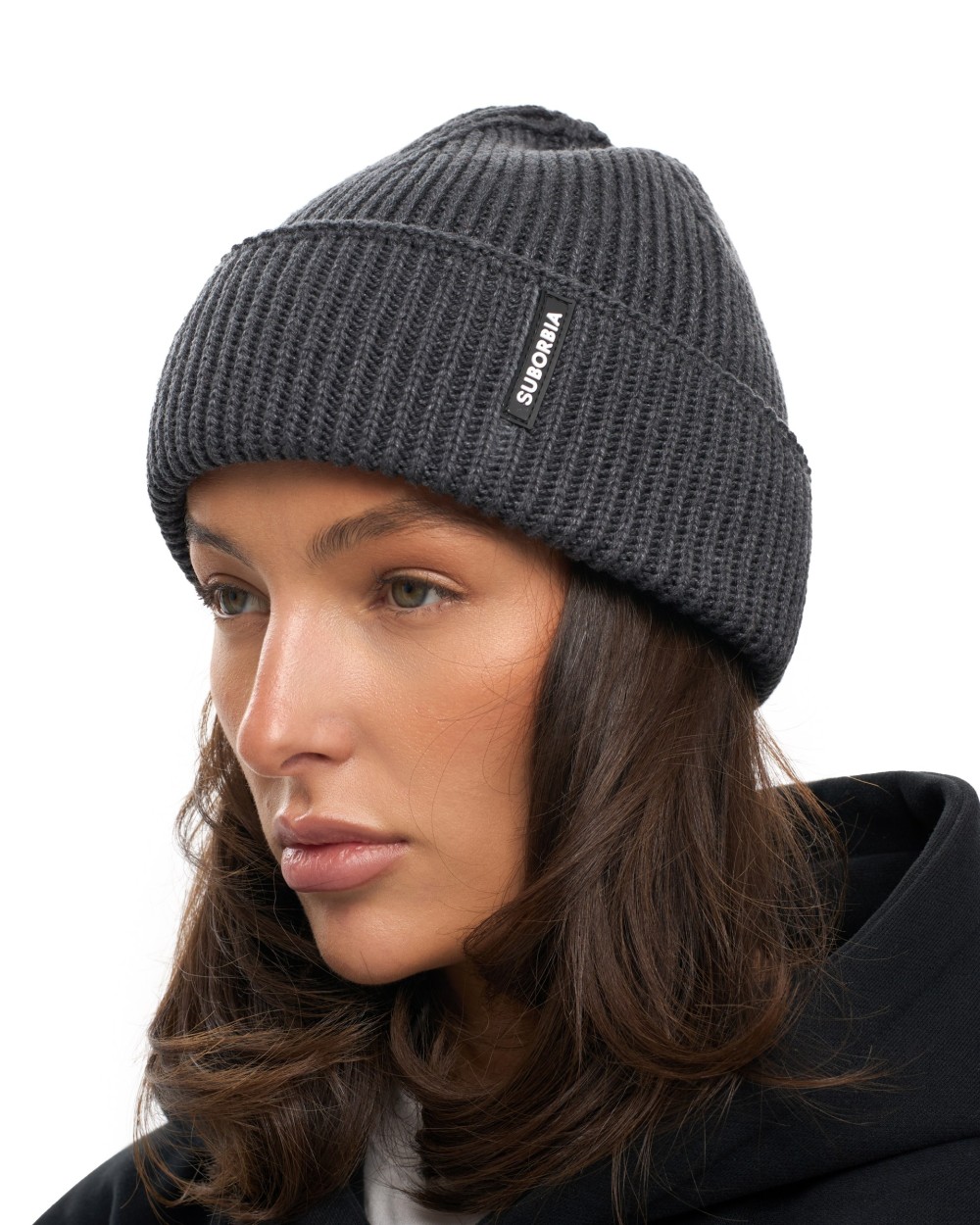 Шапка бини SUBORBIA Dark grey melange