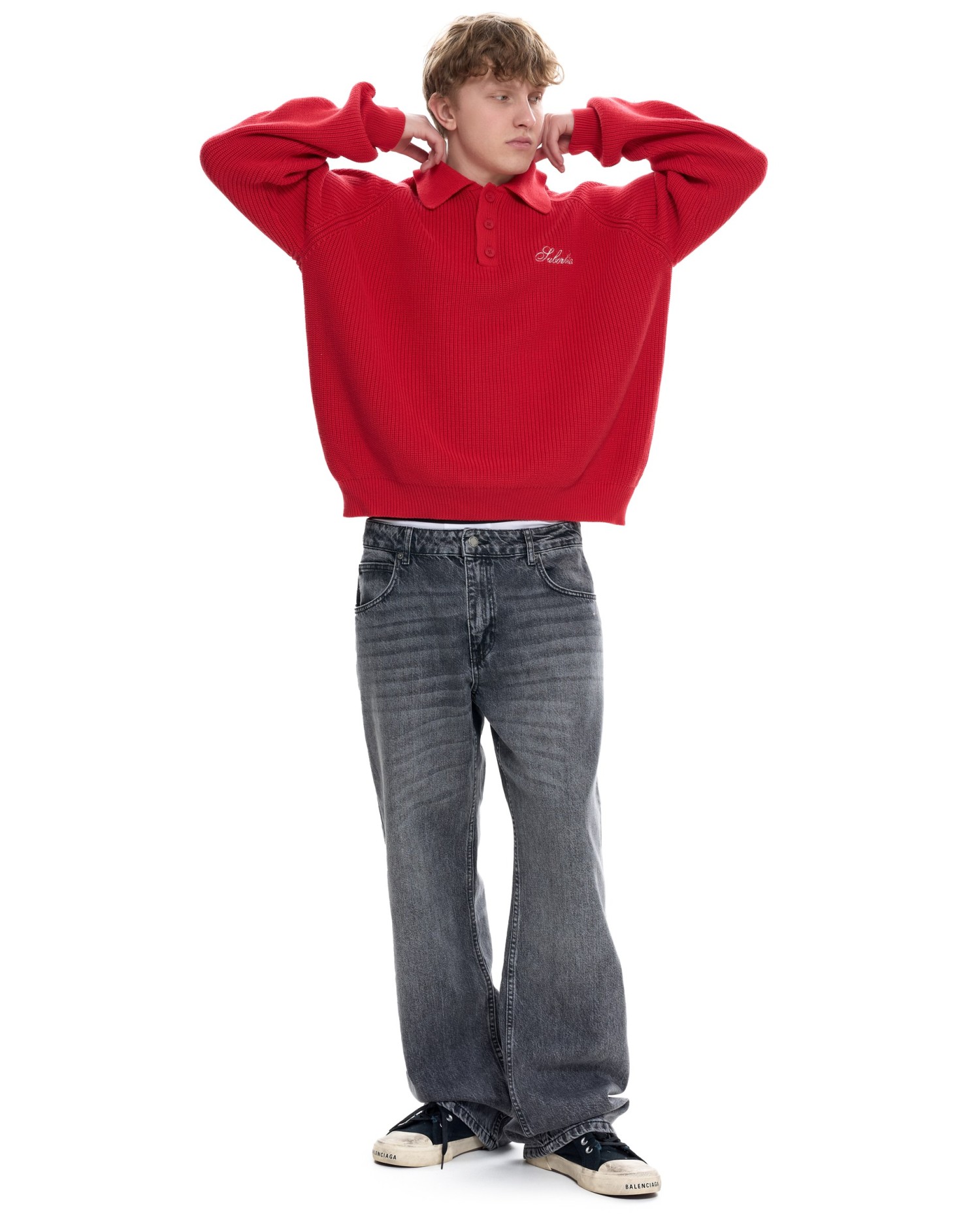 Мужское вязаное поло Красный