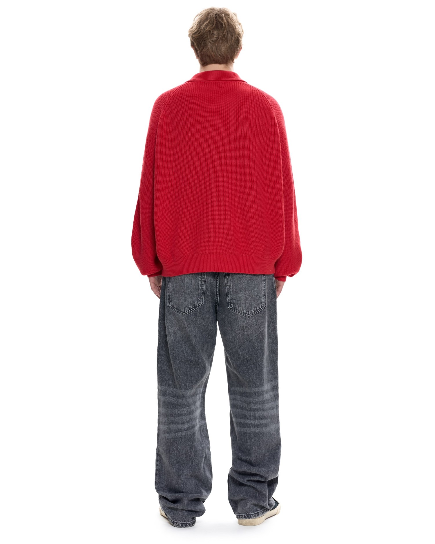 Мужское вязаное поло Красный