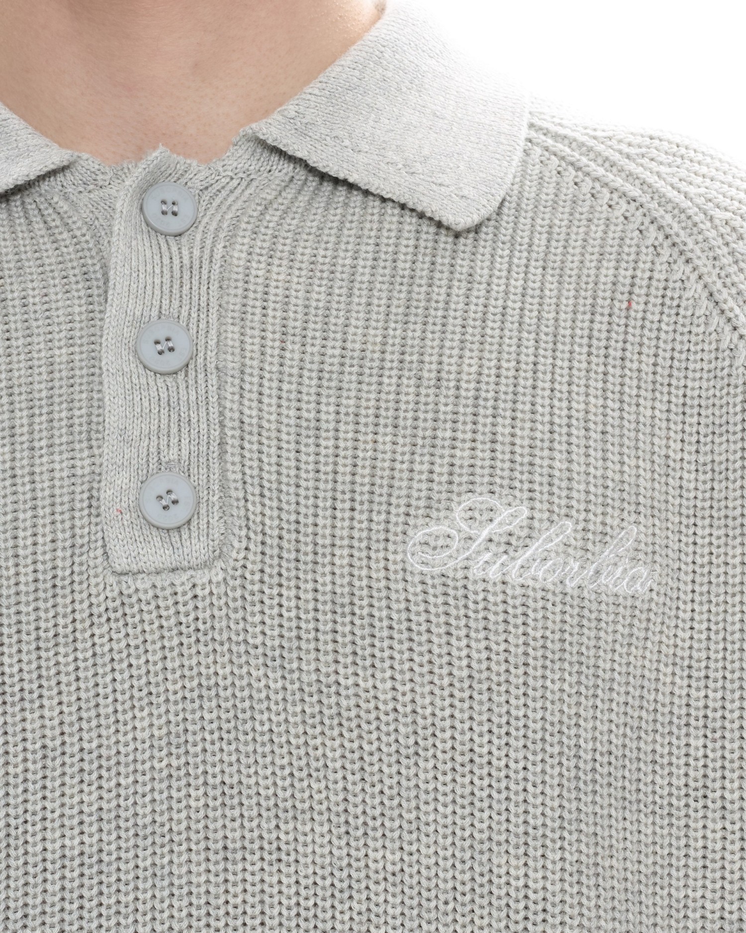 Мужское вязаное поло Серый меланж