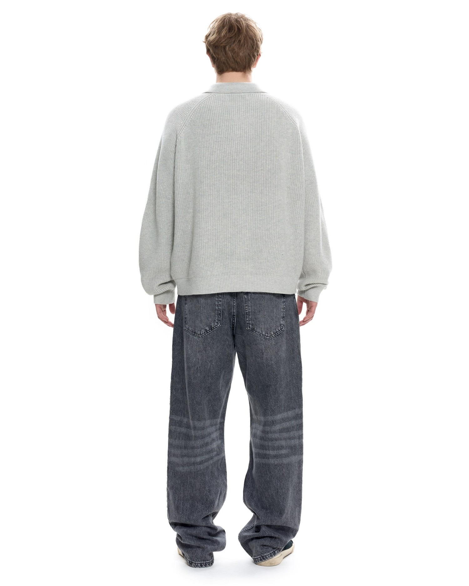 Мужское вязаное поло Серый меланж