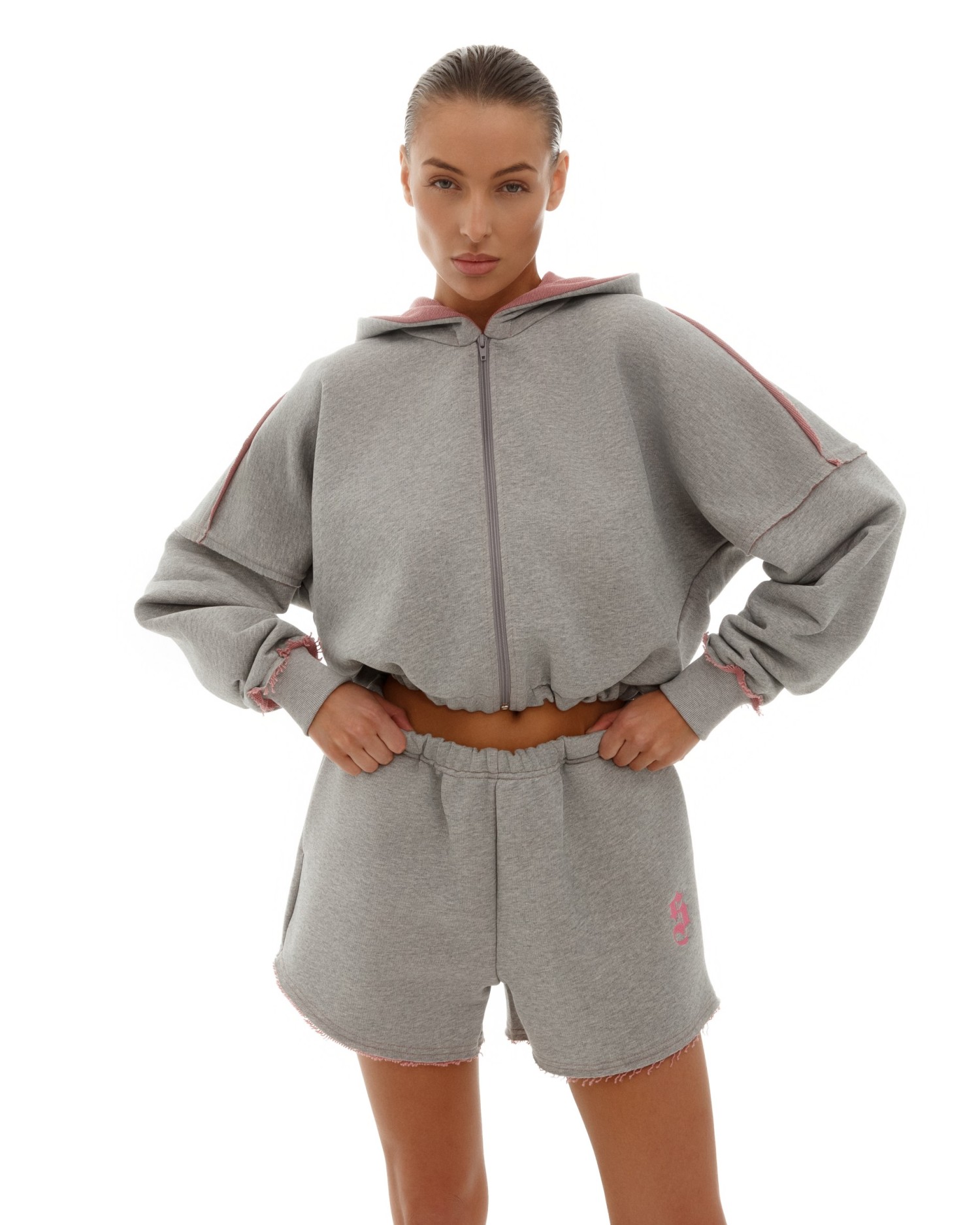 Костюм DOUBLE TROUBLE с худи Grey-Pink