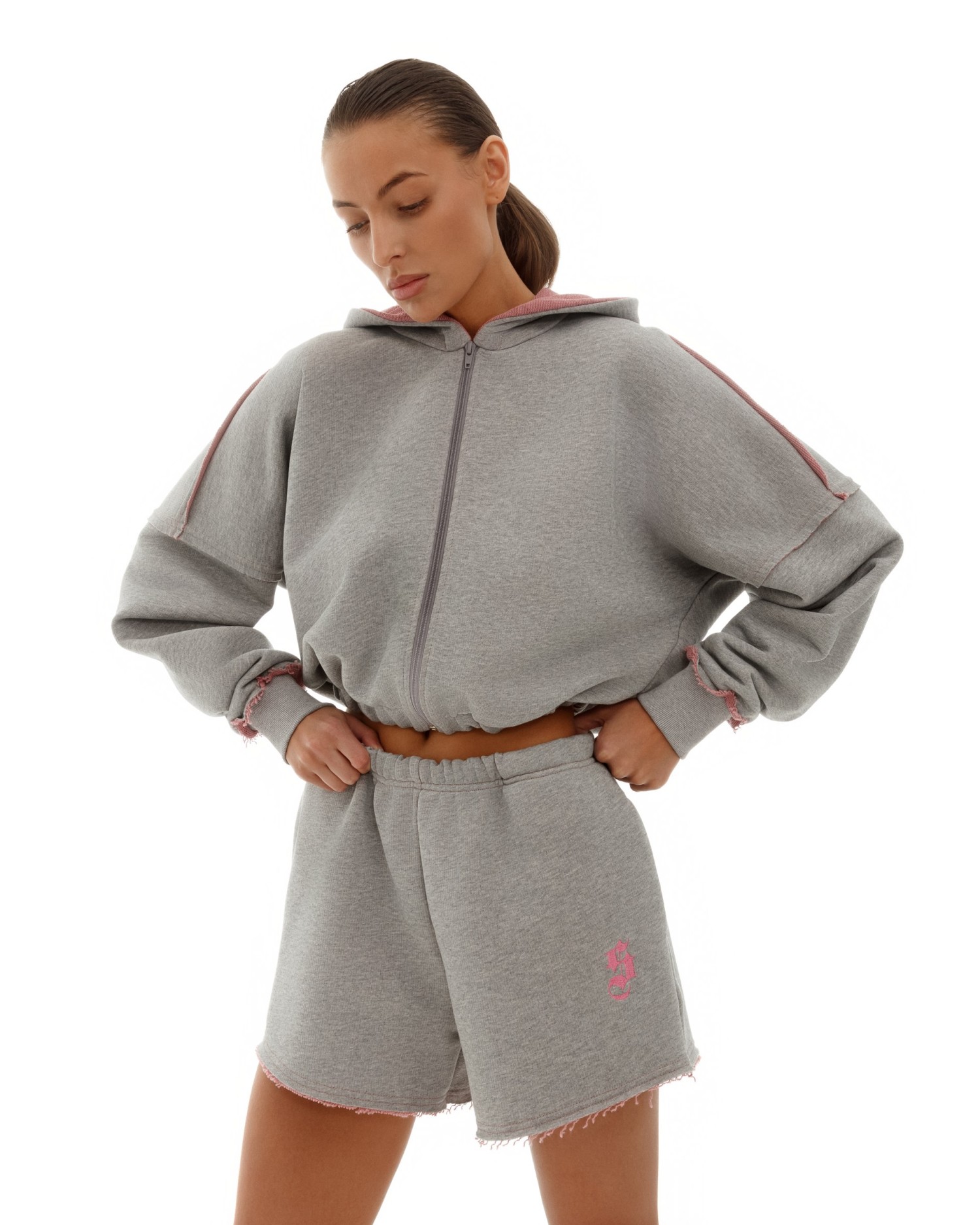Костюм DOUBLE TROUBLE с худи Grey-Pink