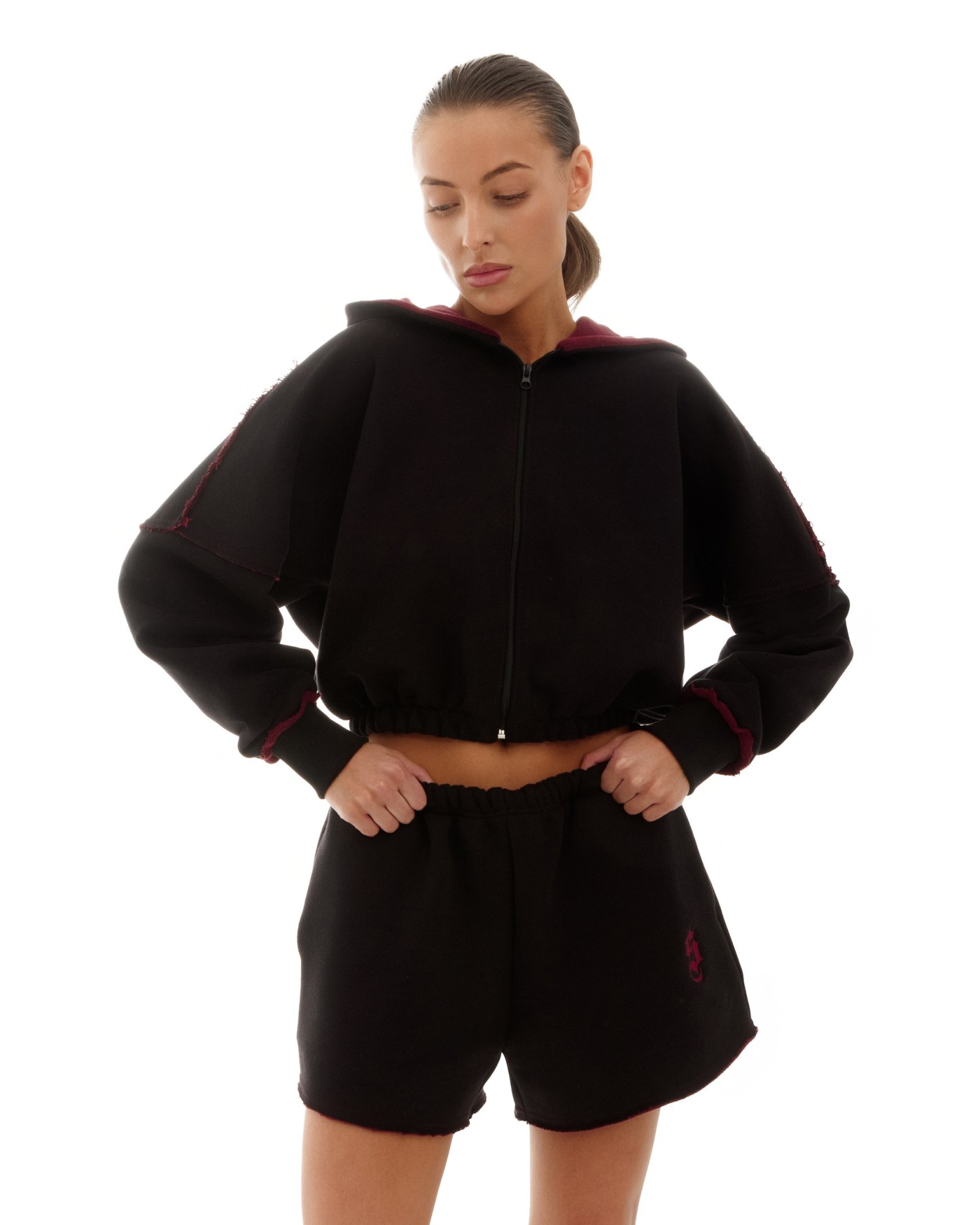 Костюм DOUBLE TROUBLE с худи Black-Burgundy
