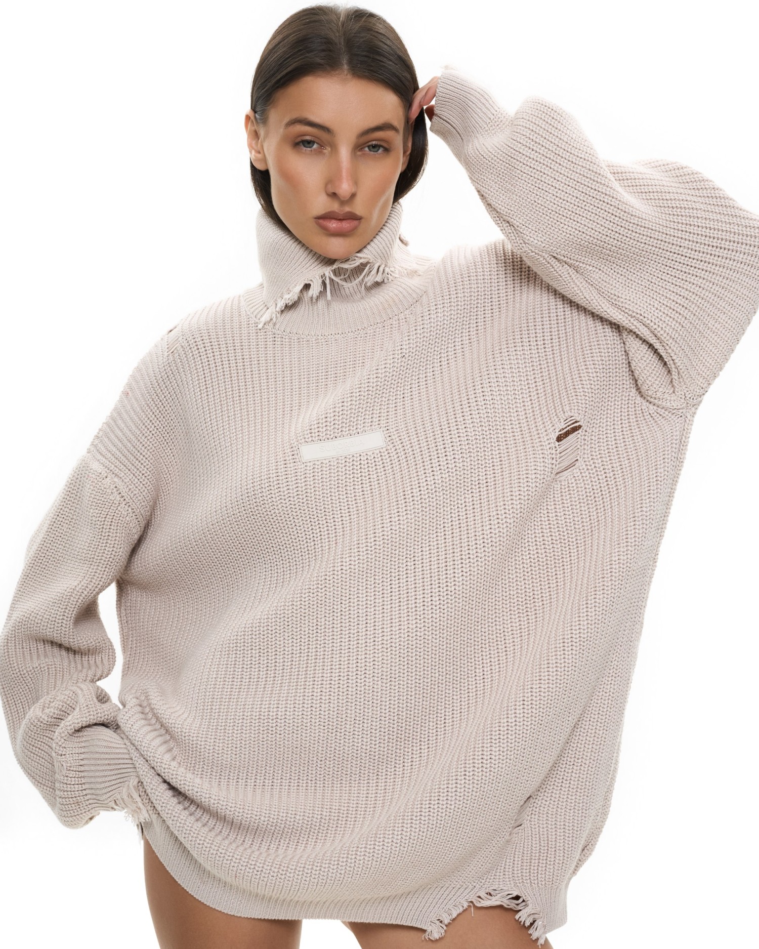 Свитер KNITTED с высоким воротом White Stone