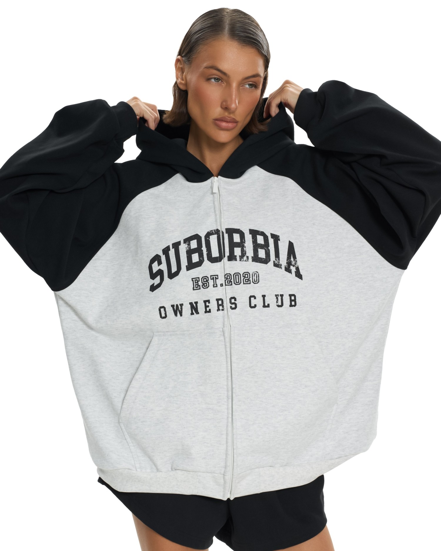 Худи зип SUBORBIA Тауп-Черный