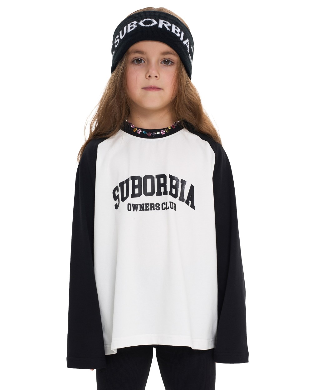Лонгслив Junior SUBORBIAⓢ 128-134 Белый-Черный