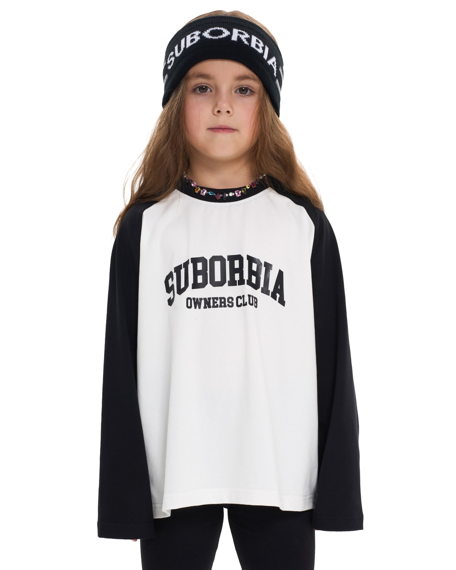 Лонгслив Junior SUBORBIAⓢ 128-134 Белый-Черный