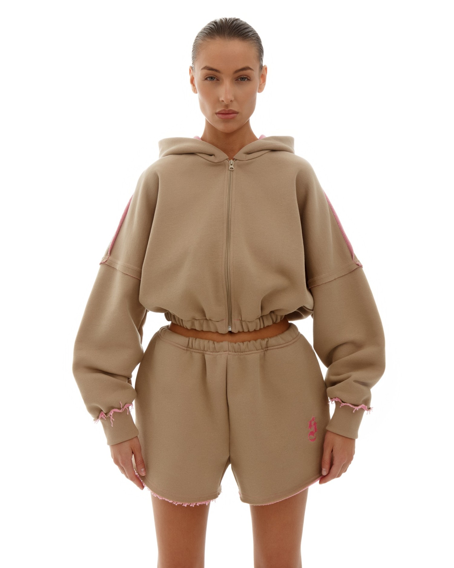 Костюм DOUBLE TROUBLE с худи Beige-Pink
