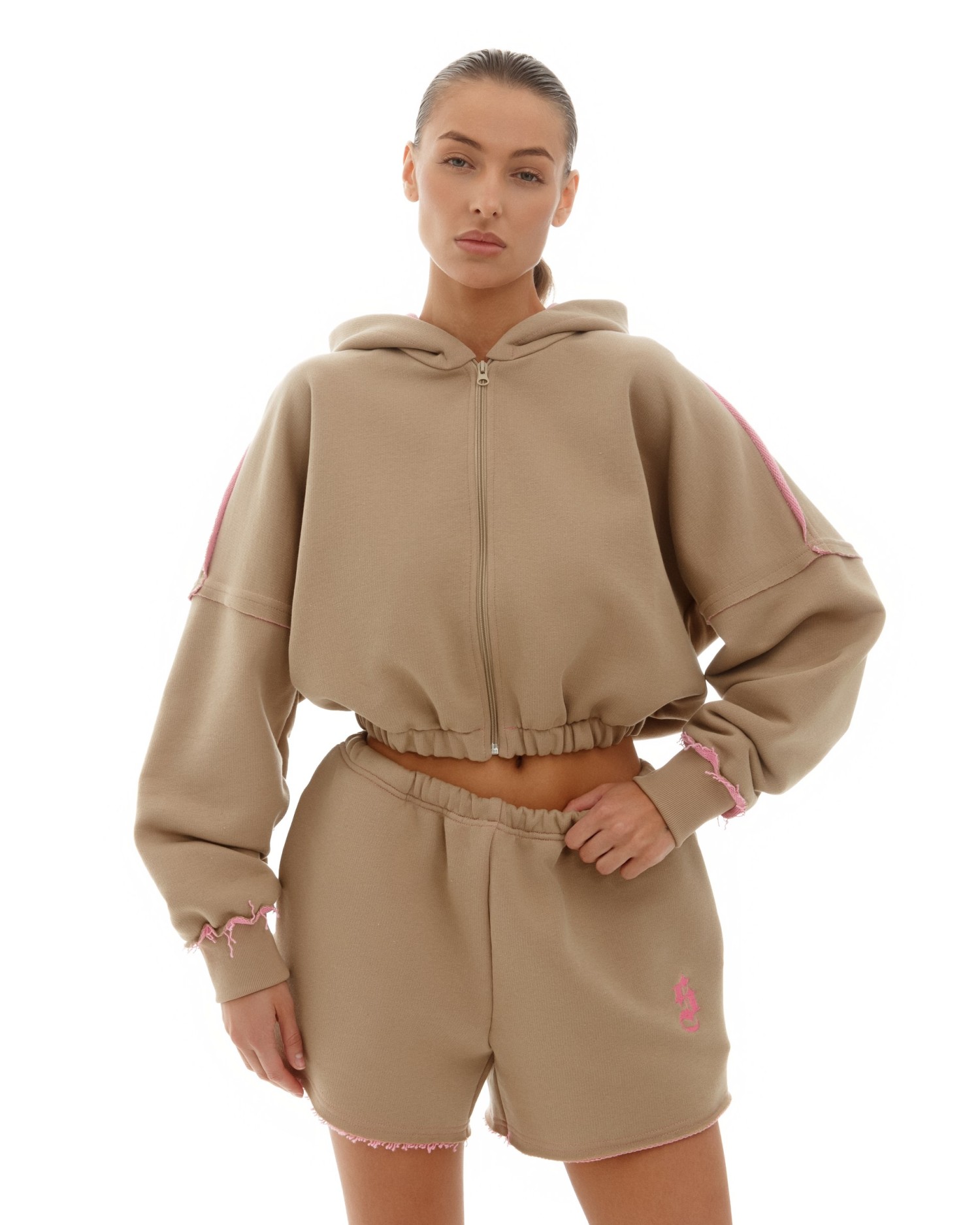 Костюм DOUBLE TROUBLE с худи Beige-Pink