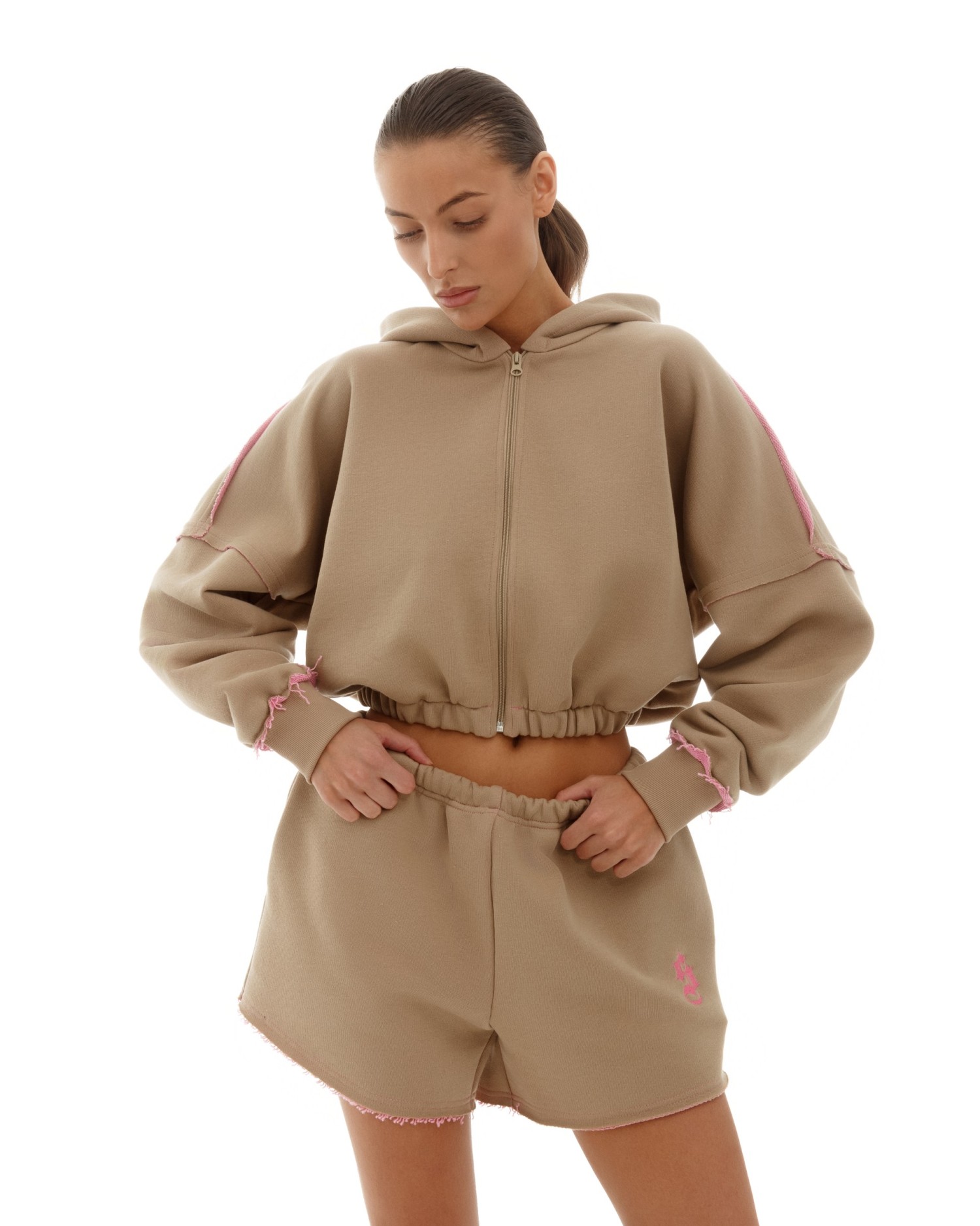 Костюм DOUBLE TROUBLE с худи Beige-Pink