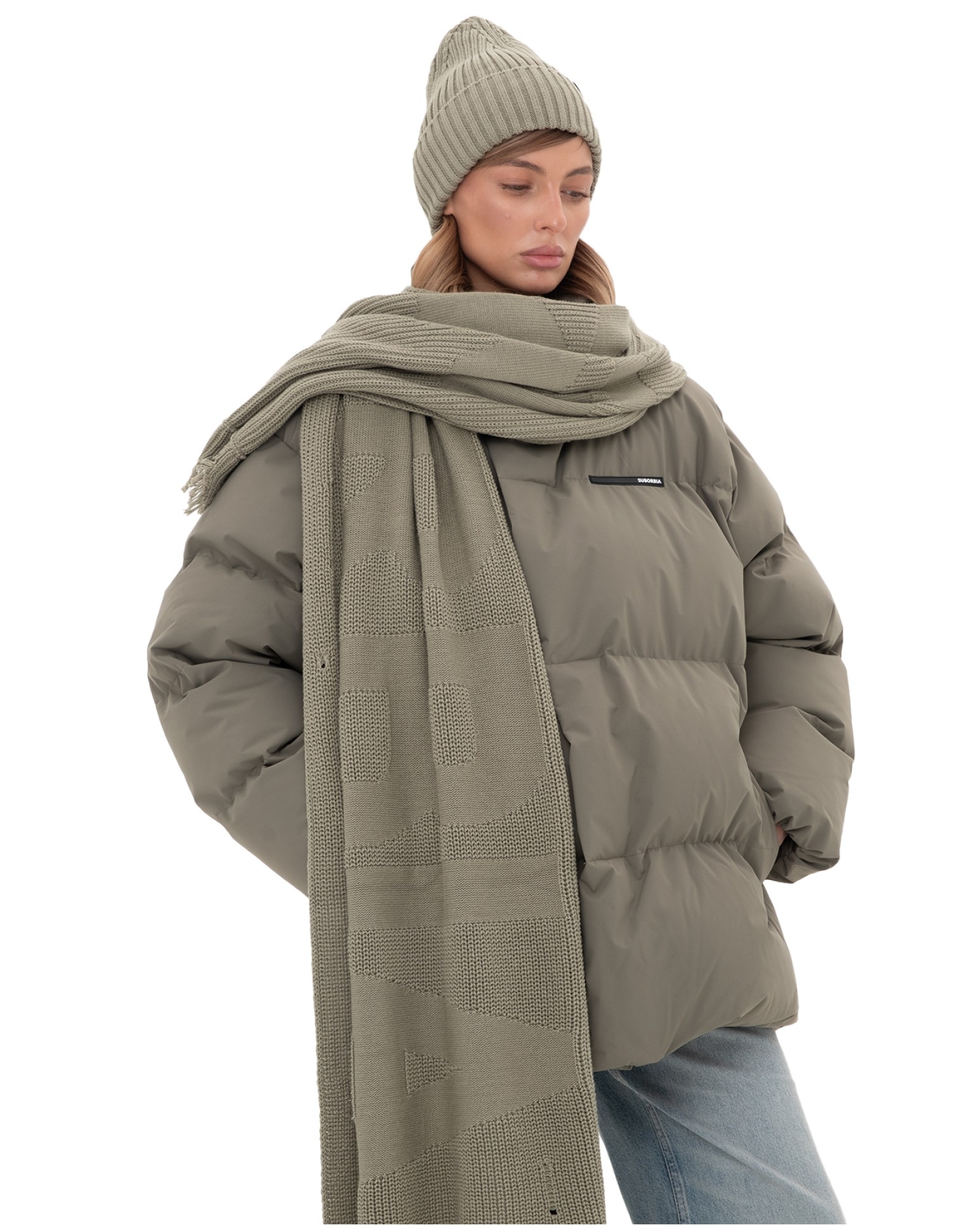 Шарф KNITTED TORN Khaki