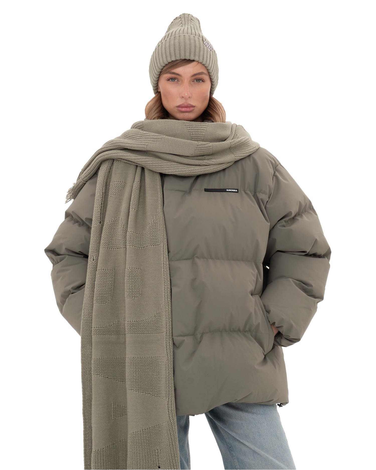 Шарф KNITTED TORN Khaki