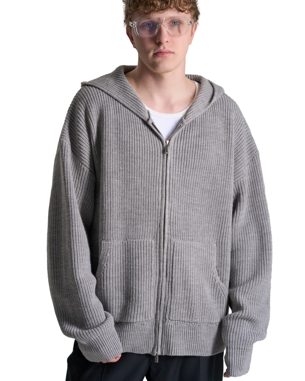 Мужское вязаное худи с капюшоном