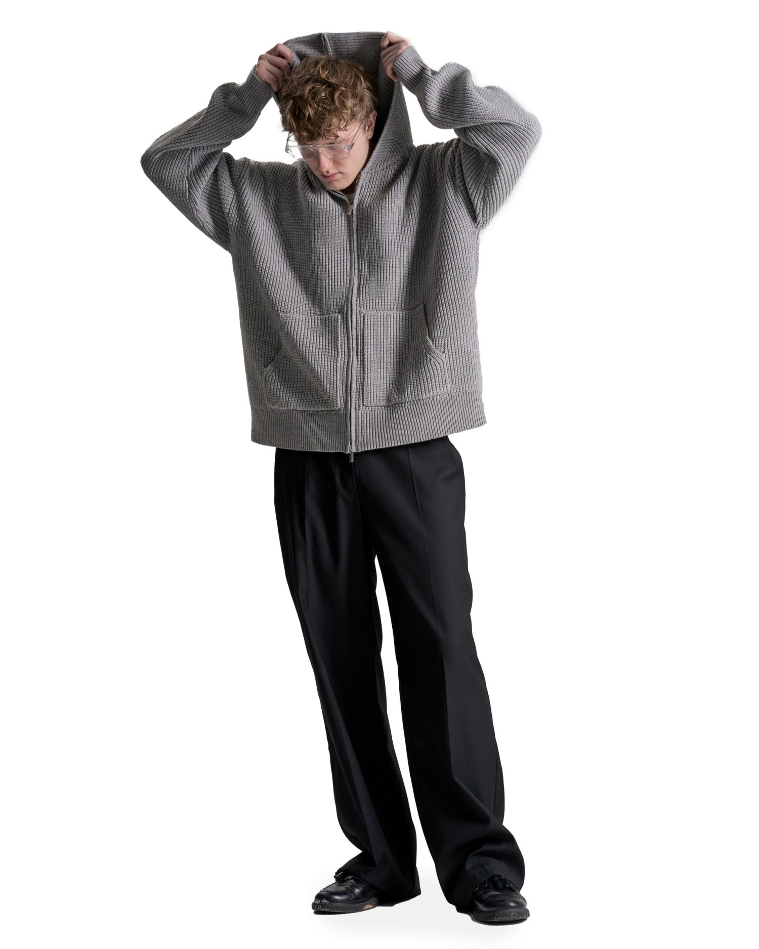 Мужское вязаное худи с капюшоном