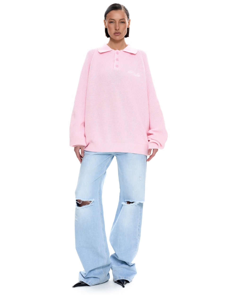 Вязаное поло Розовый