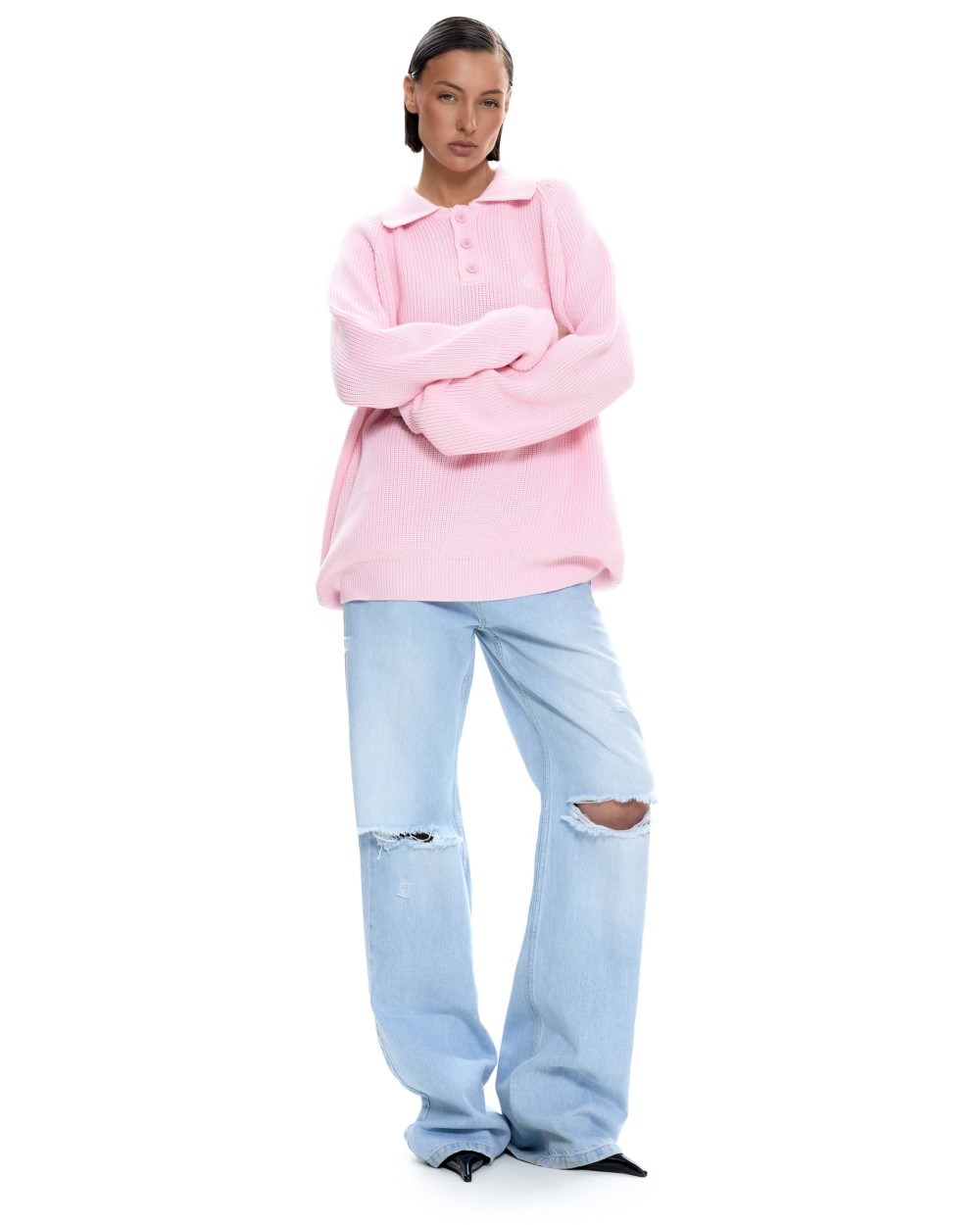 Вязаное поло Розовый