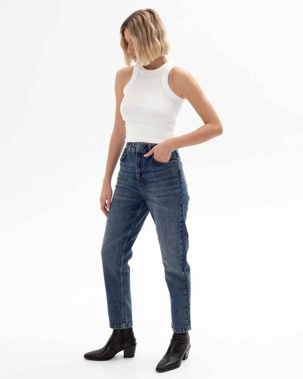 Джинсы MOM FIT Dark blue