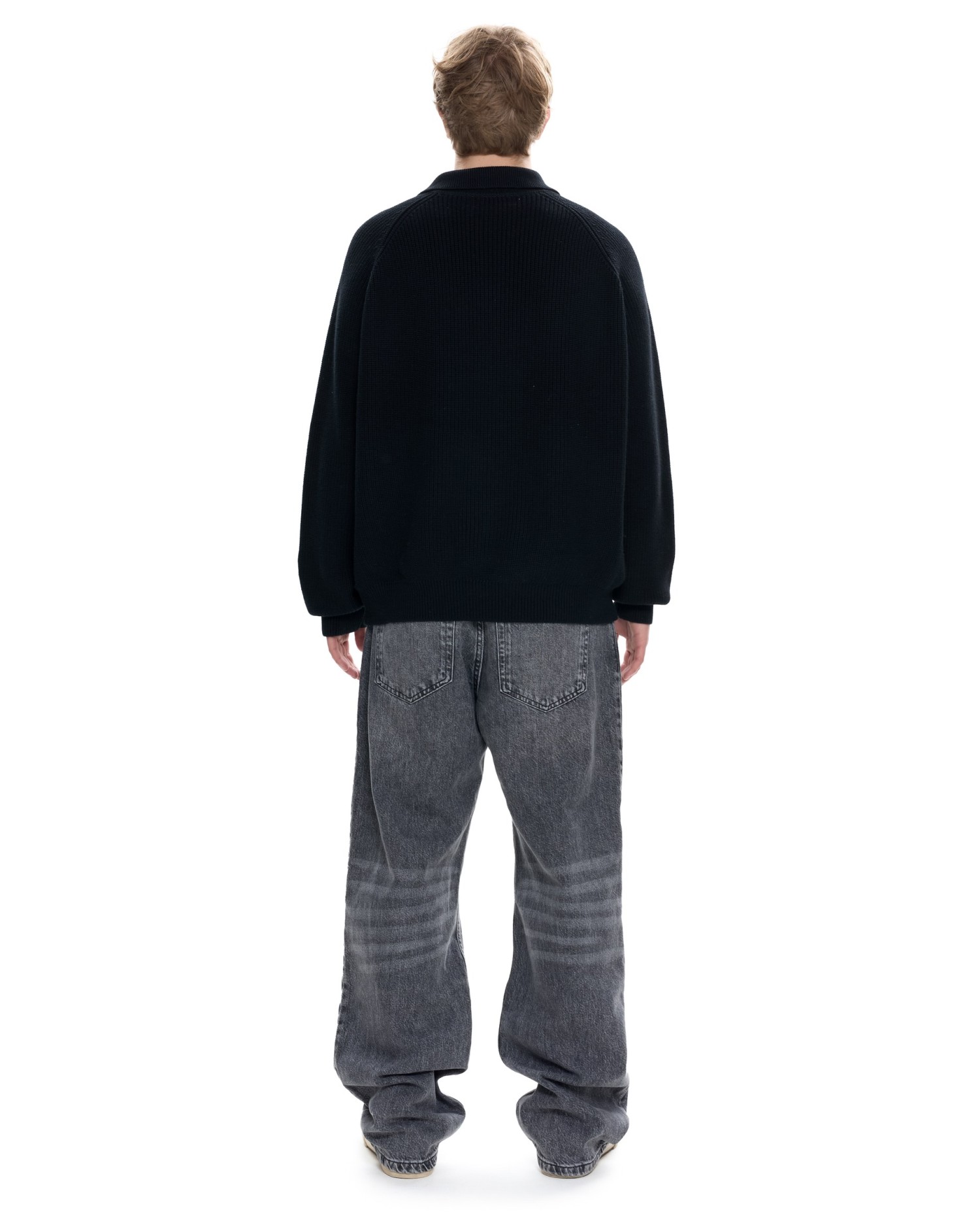 Мужское вязаное поло Черный