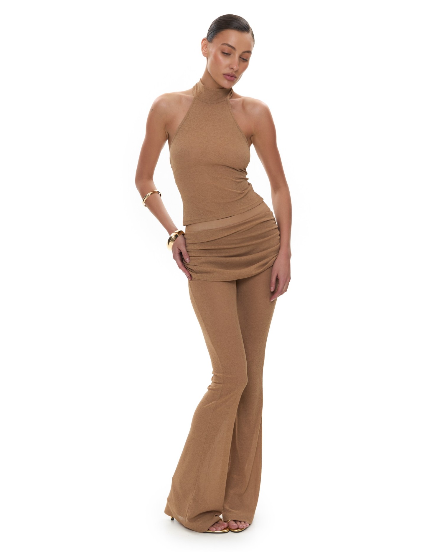 Брюки с драпировкой GOOD GIRL Beige