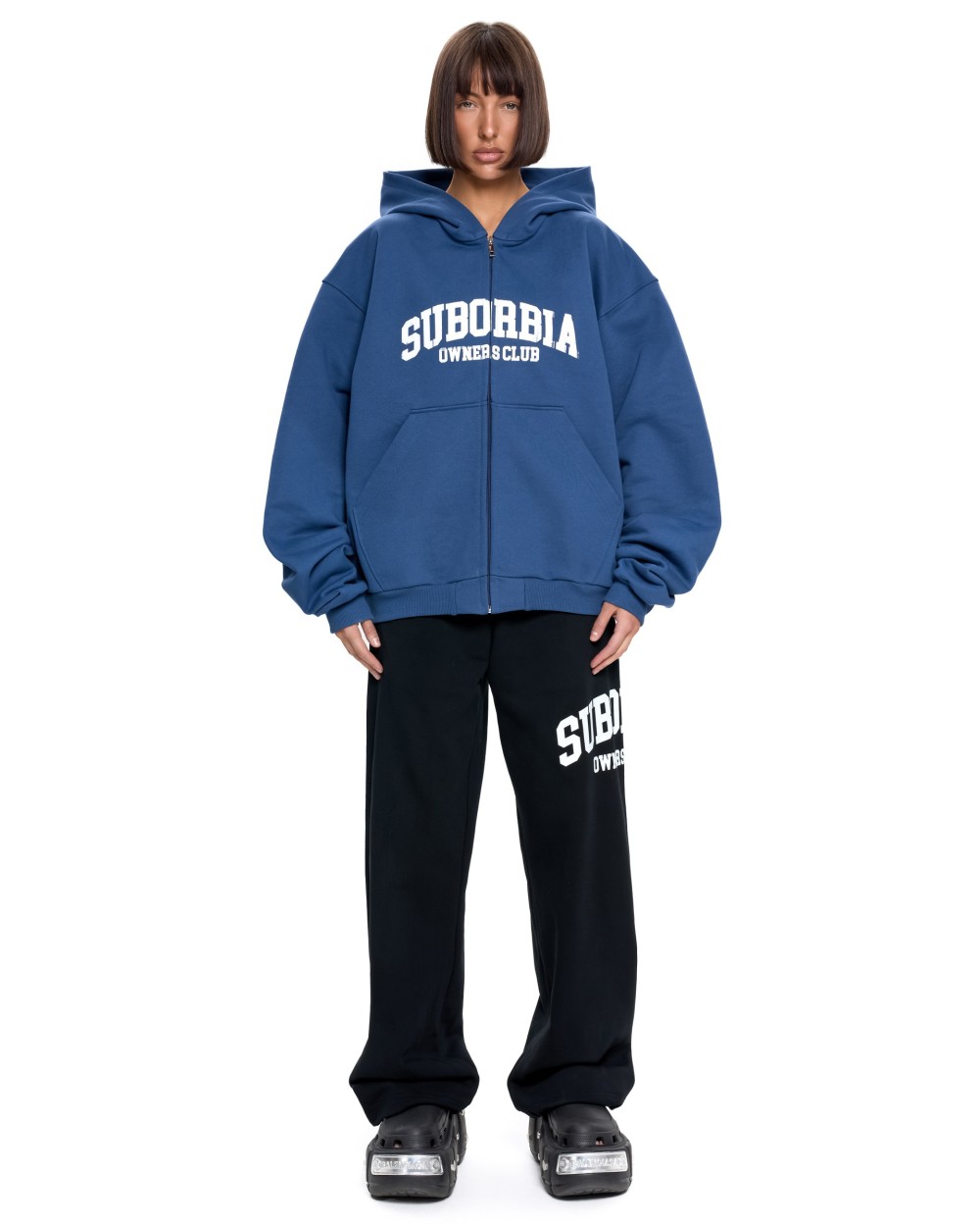 Худи зип SUBORBIA® Синий-Белый