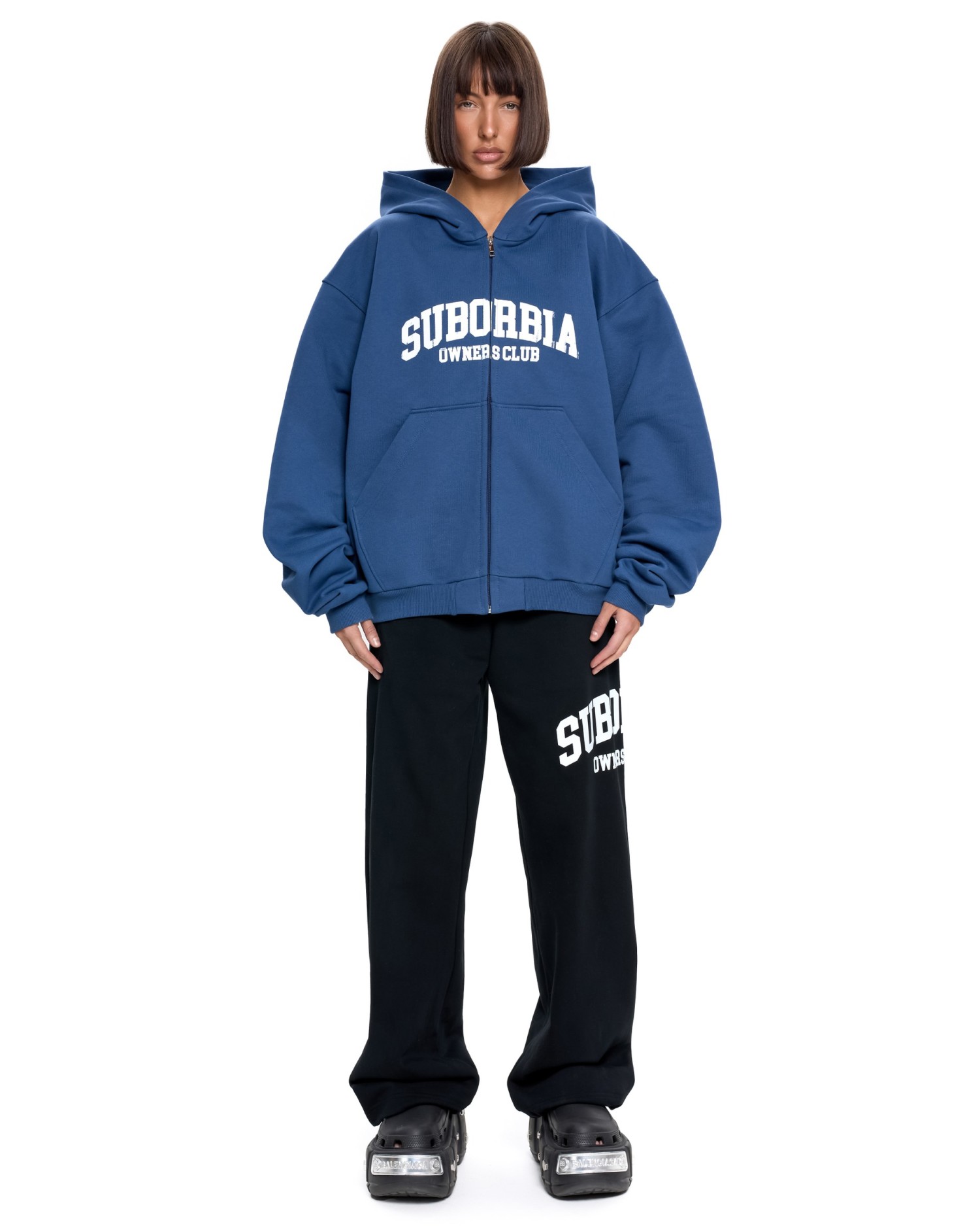 Худи зип SUBORBIA® Синий-Белый