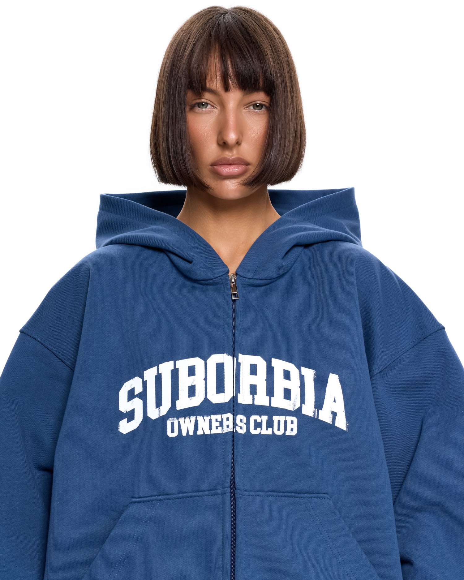 Худи зип SUBORBIA® Синий-Белый