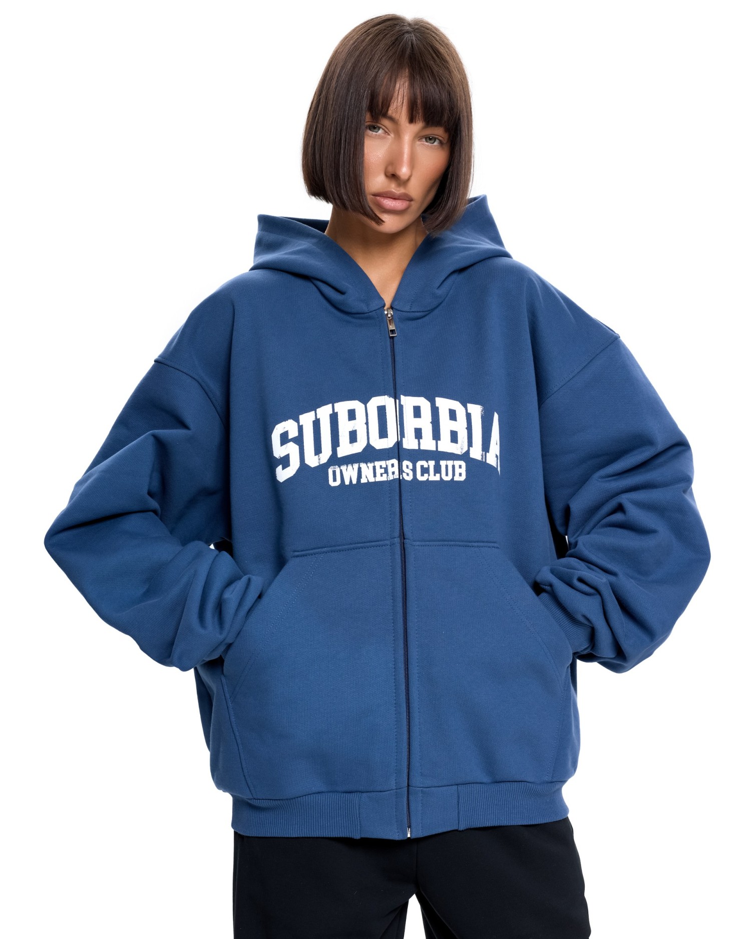 Худи зип SUBORBIA® Синий-Белый