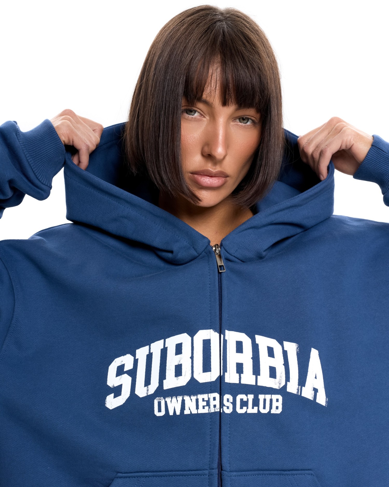 Худи зип SUBORBIA® Синий-Белый