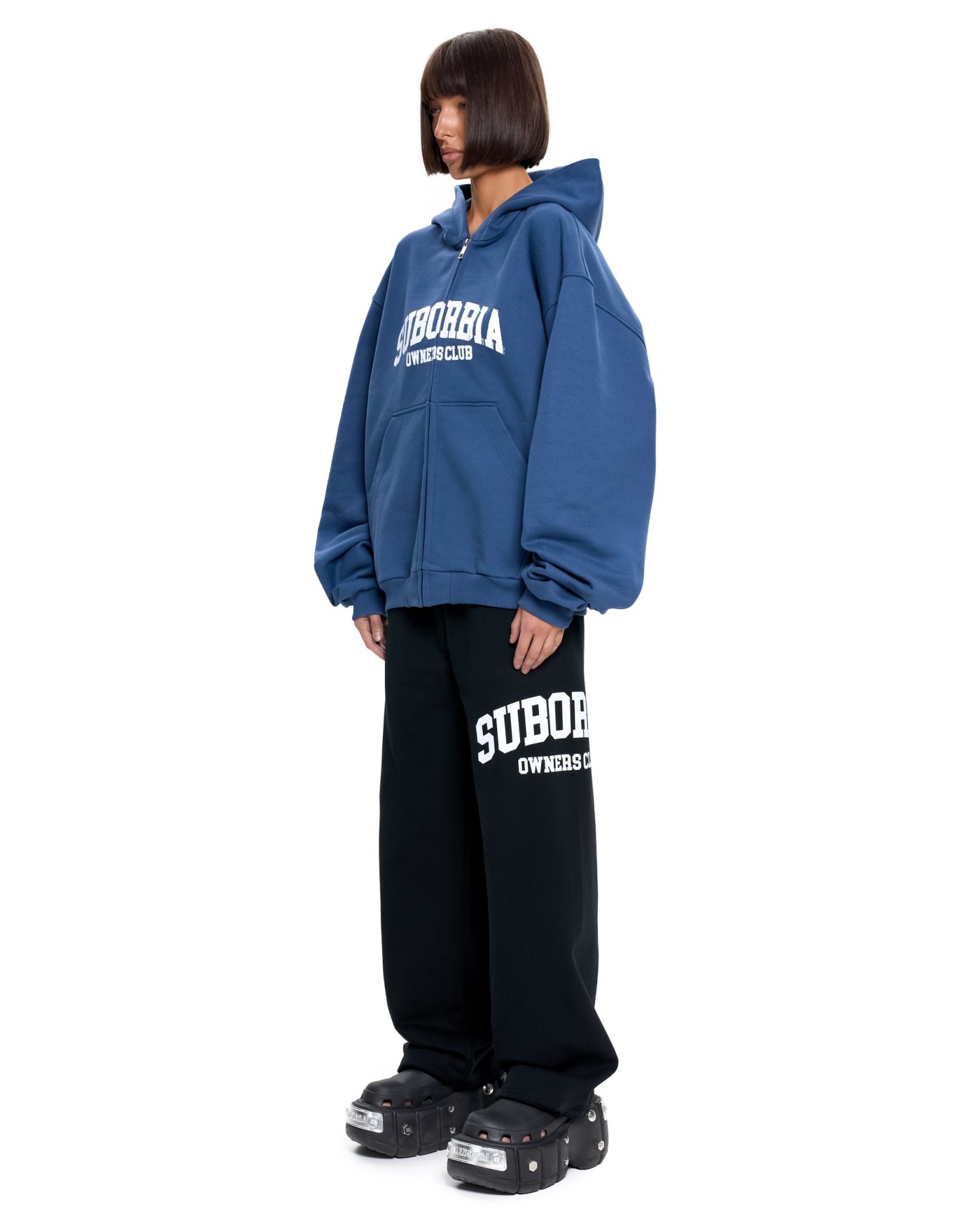 Худи зип SUBORBIA® Синий-Белый
