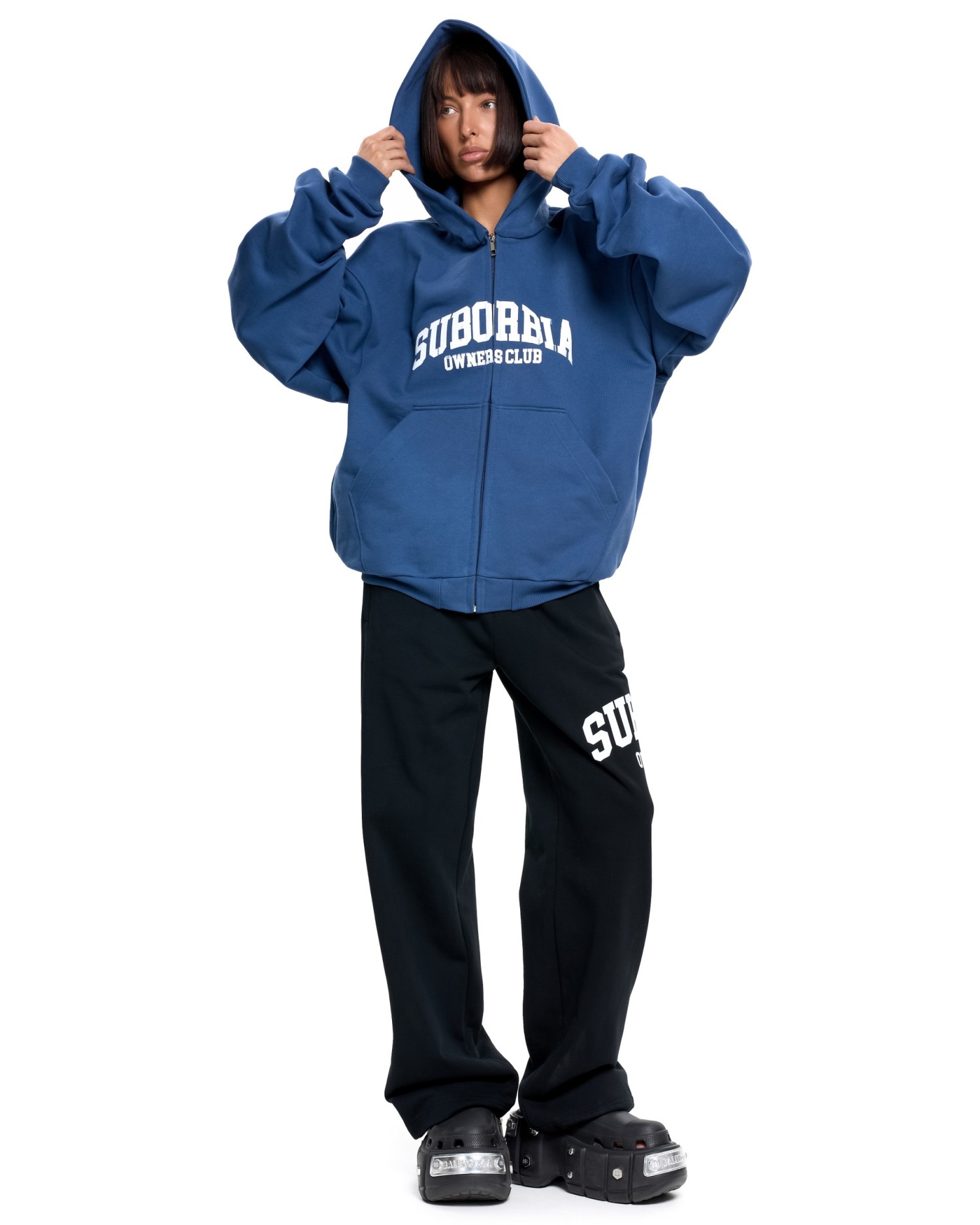 Худи зип SUBORBIA® Синий-Белый