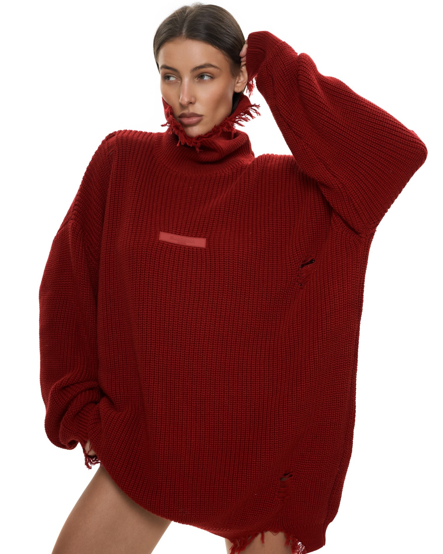 Свитер KNITTED с высоким воротом Burgundy