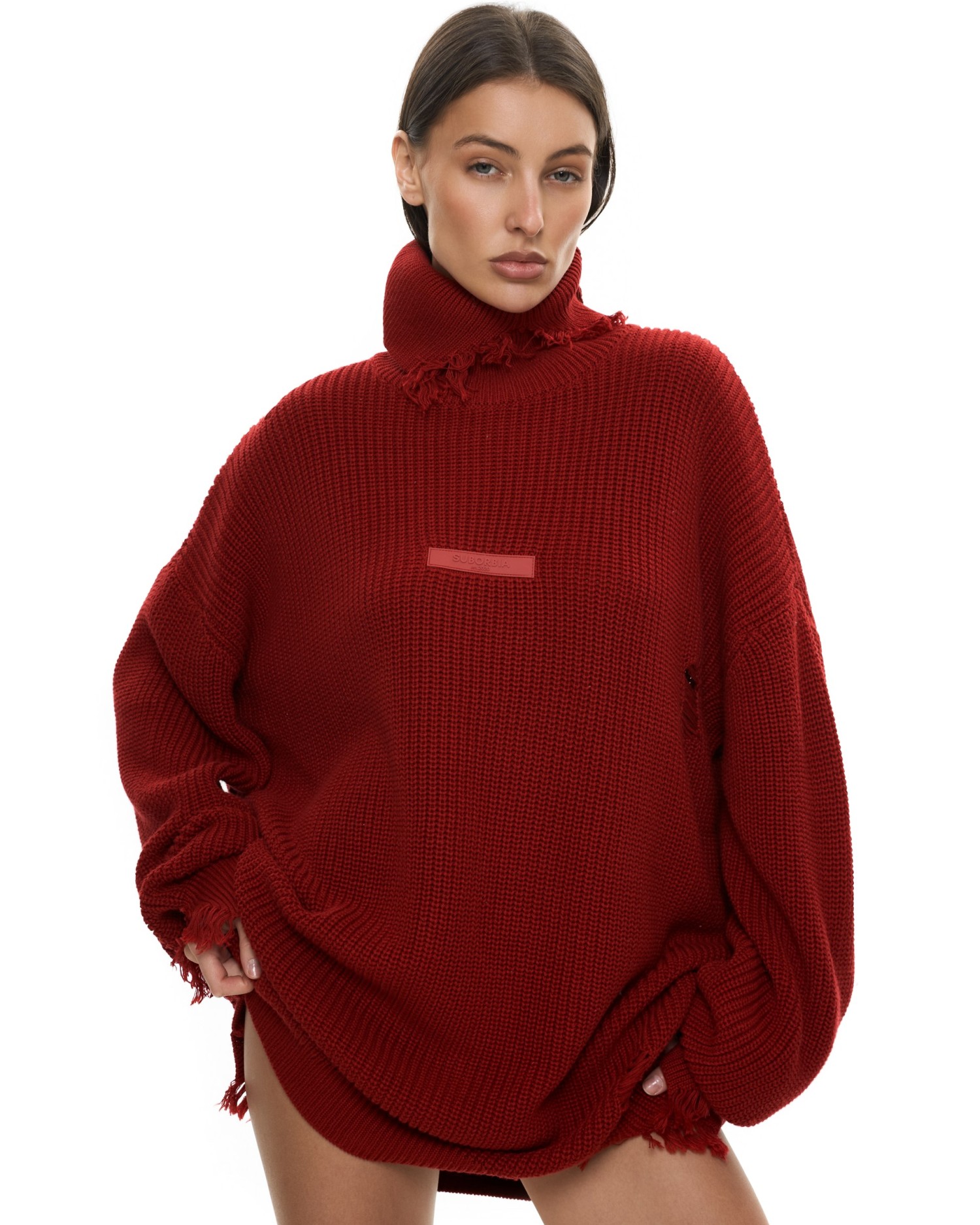 Свитер KNITTED с высоким воротом Burgundy