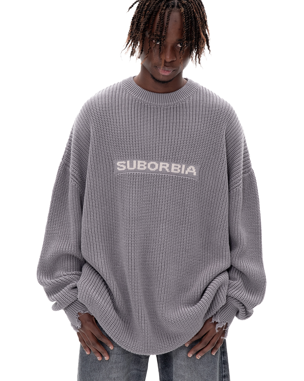 Свитер KNITTED TORN MEN Graphite