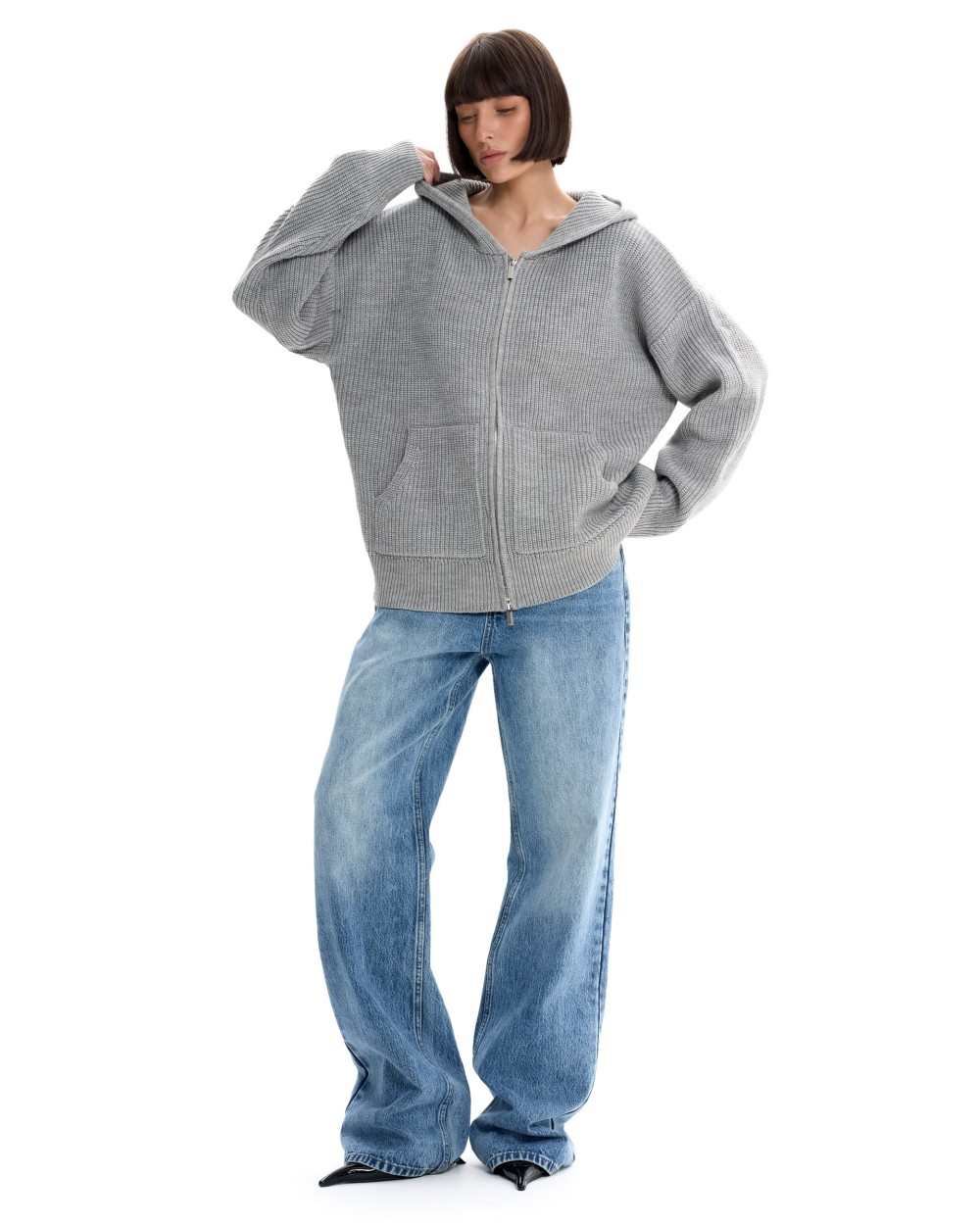 Вязаный худи с капюшоном