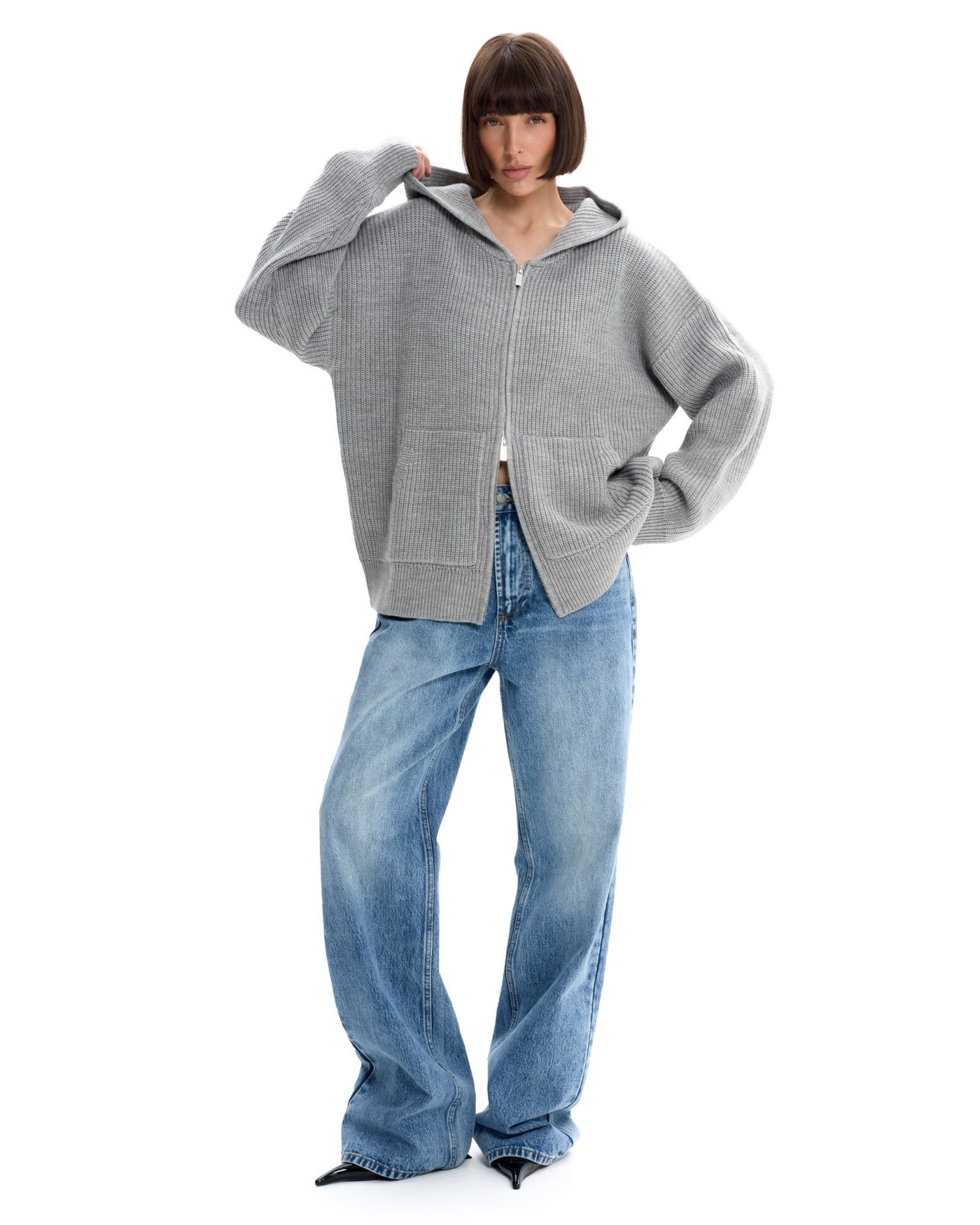 Вязаный худи с капюшоном