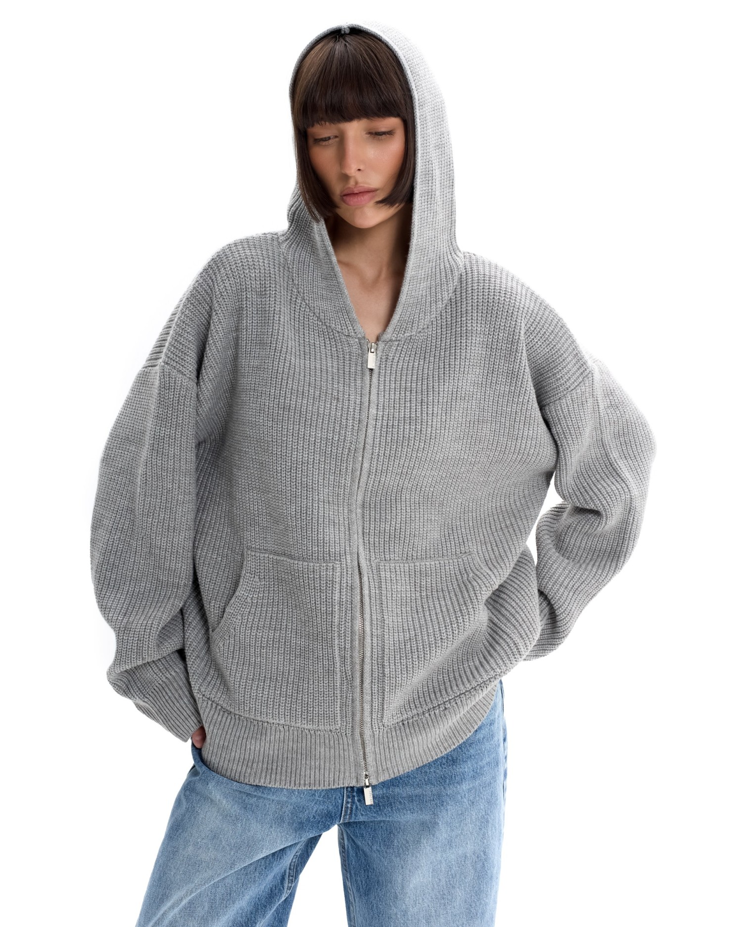 Вязаный худи с капюшоном