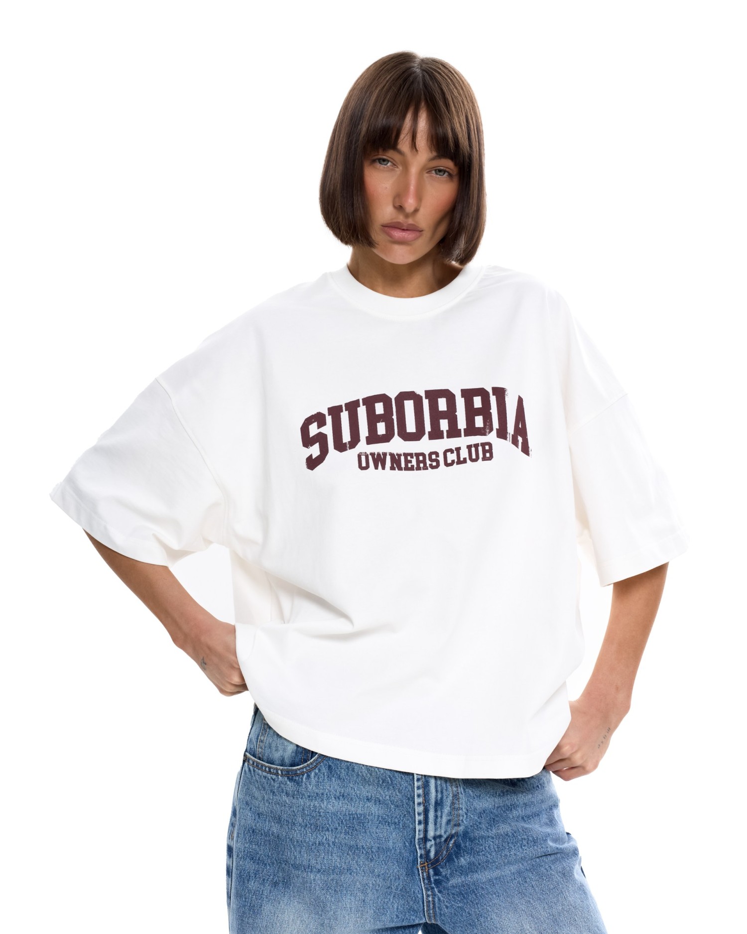 Футболка SUBORBIA® White-Burgundy