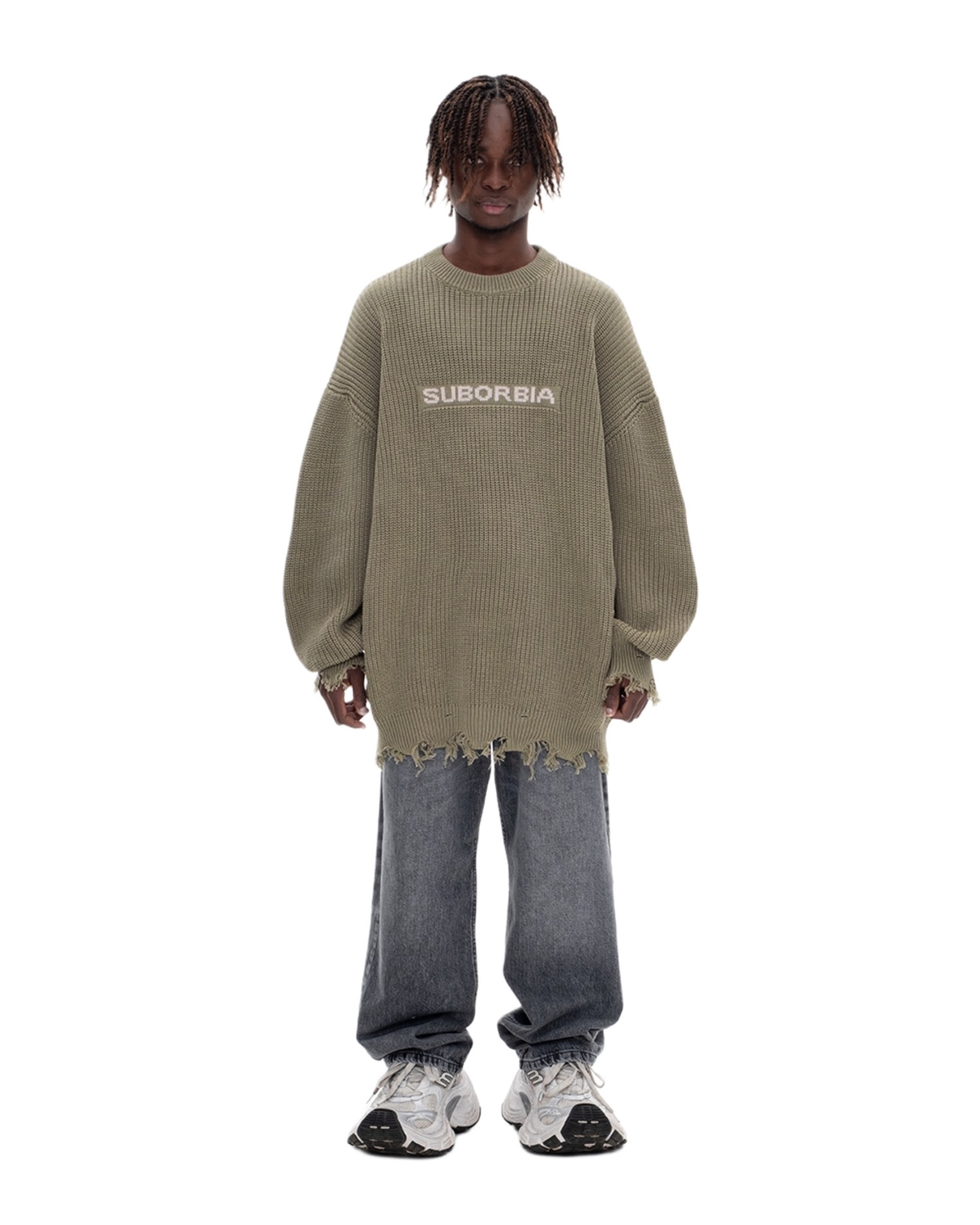 Свитер KNITTED TORN MEN Khaki