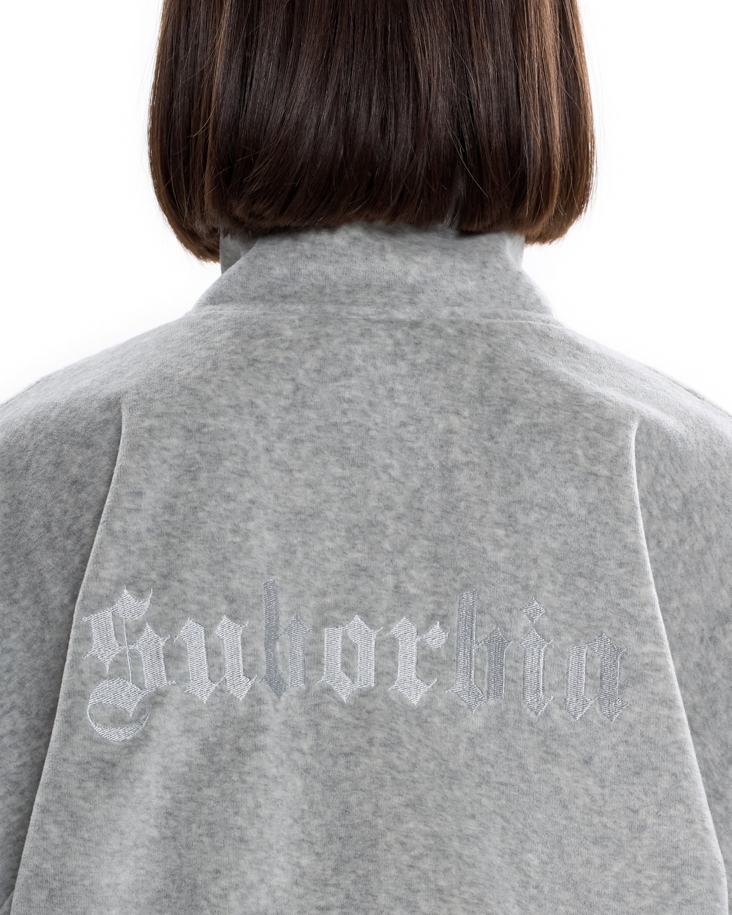 Костюм из велюра без капюшона (джоггеры) Серый меланж