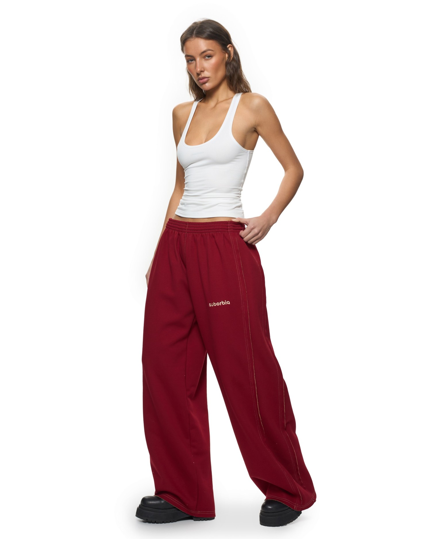 Брюки палаццо DOUBLE TROUBLE Burgundy