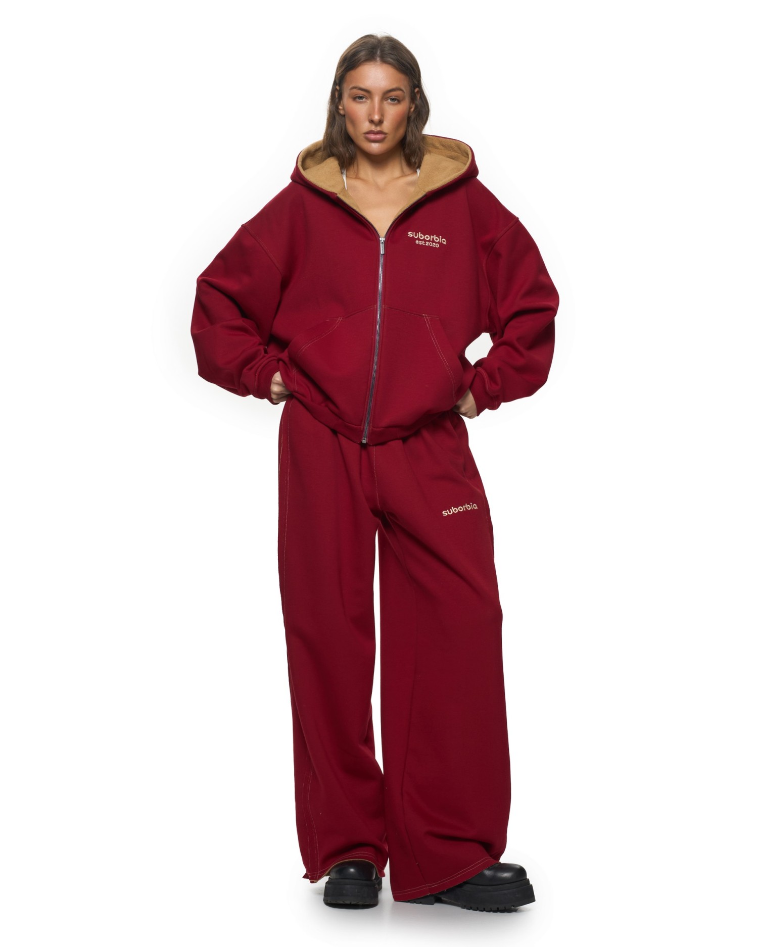 Брюки палаццо DOUBLE TROUBLE Burgundy