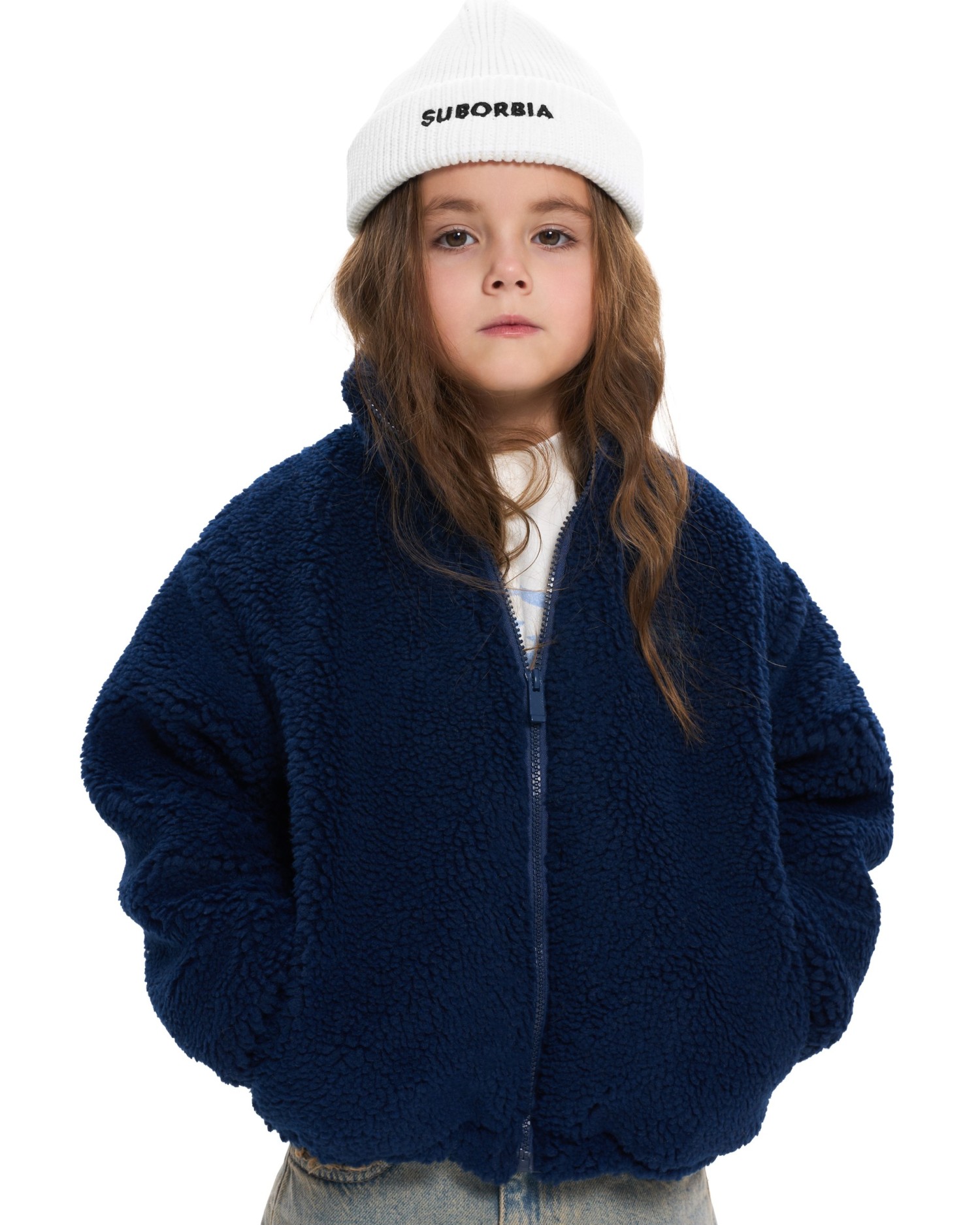 Бомбер из шерпы Junior 140-146 Синий