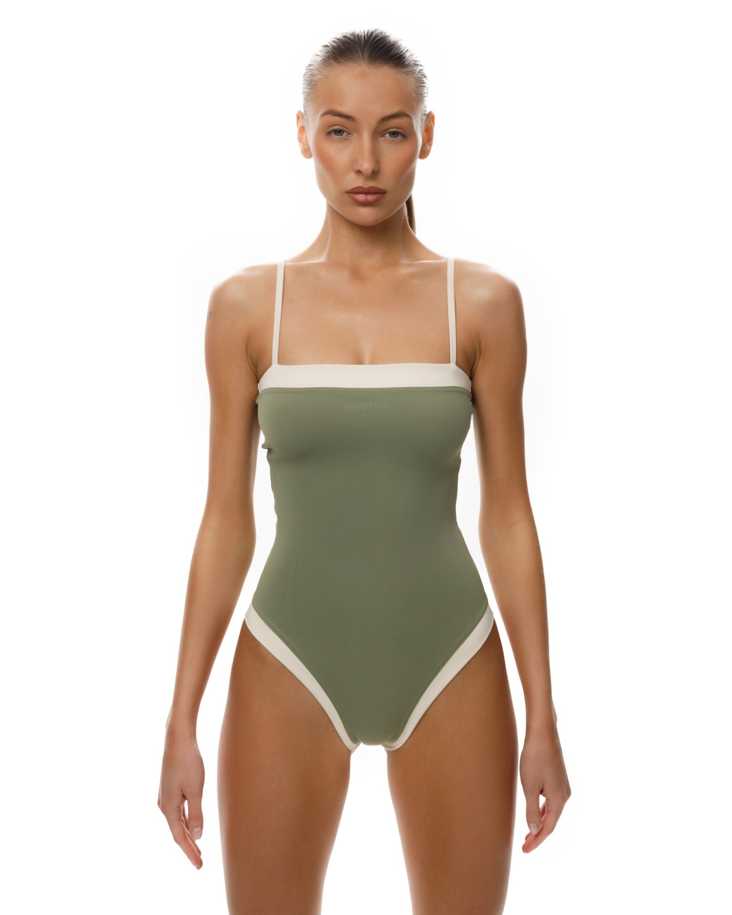 Купальник слитный SUBORBIA Khaki-Ecru