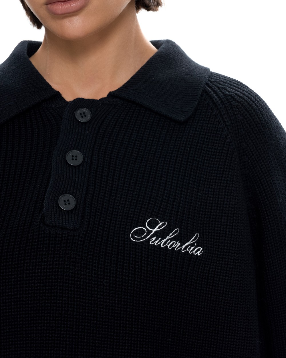 Вязаное поло Черный