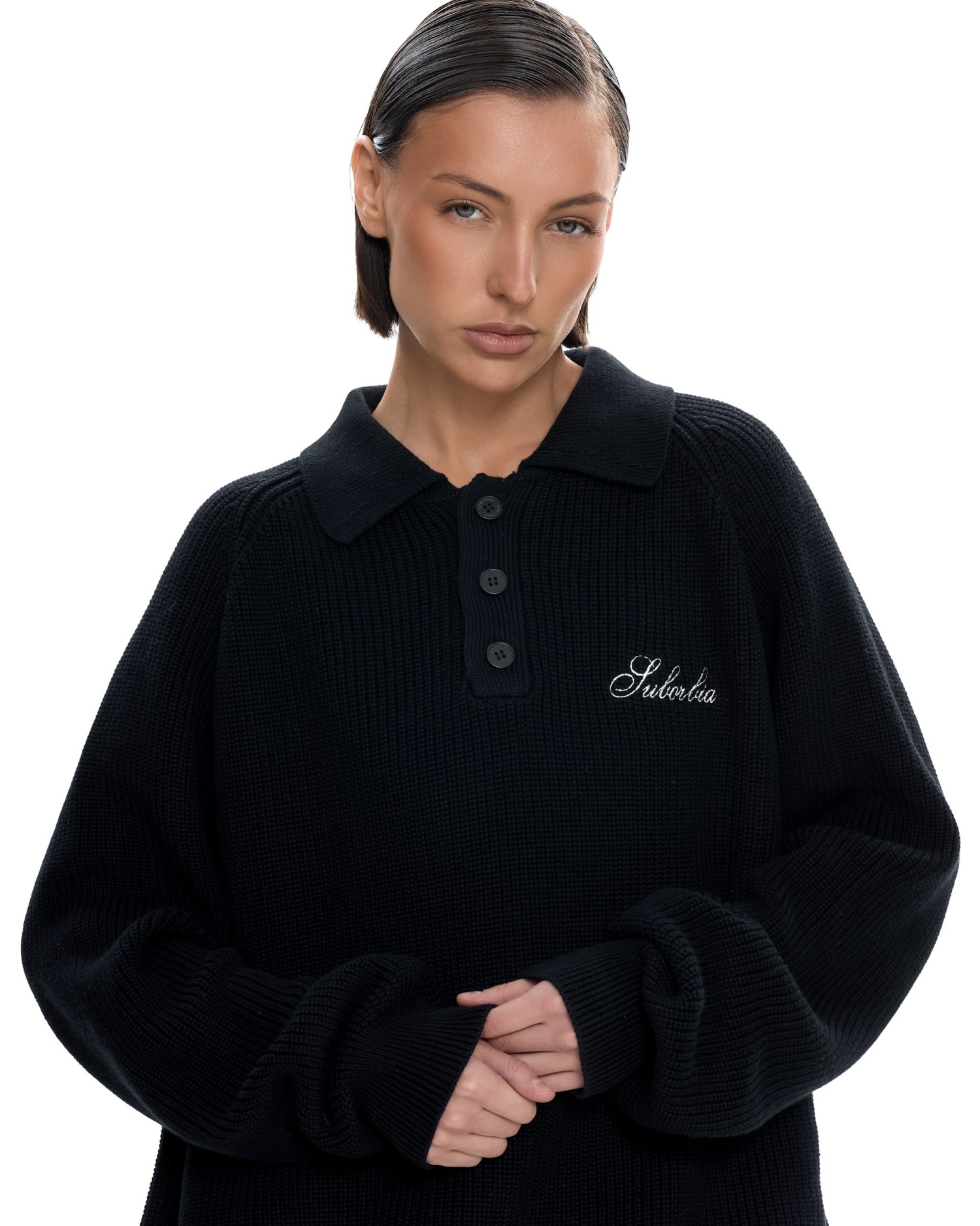 Вязаное поло Черный