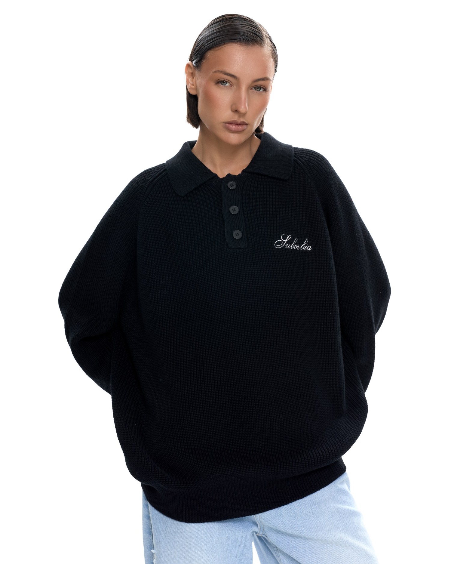 Вязаное поло Черный