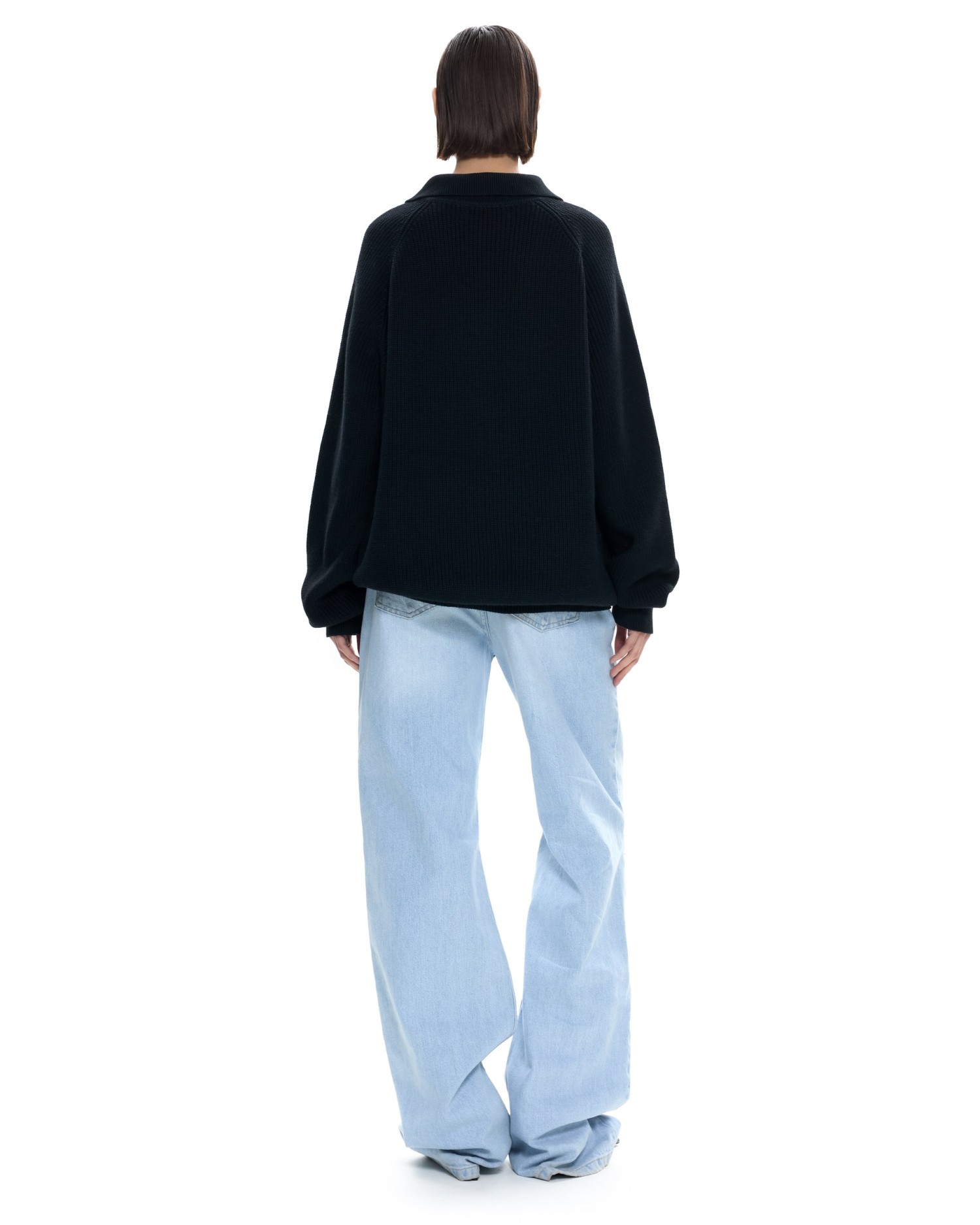 Вязаное поло Черный